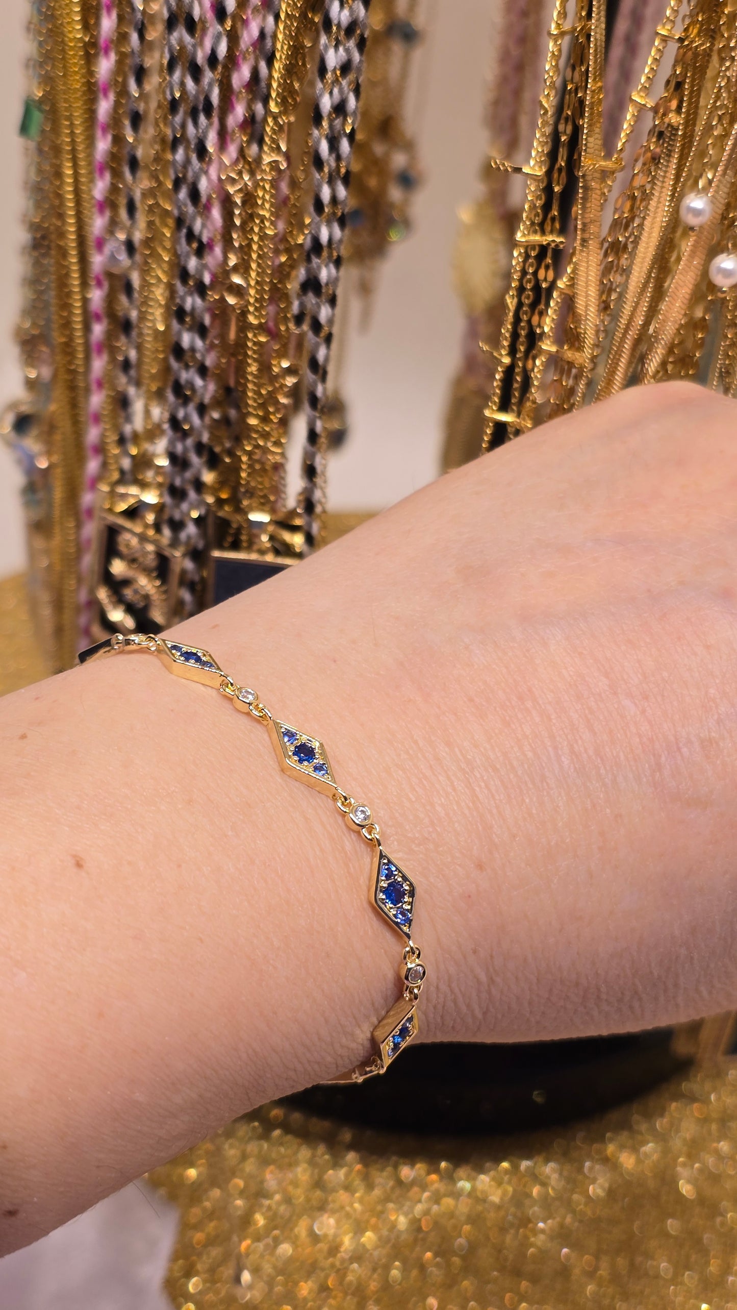 Böses Auge Armband 18k vergoldet – verstellbar