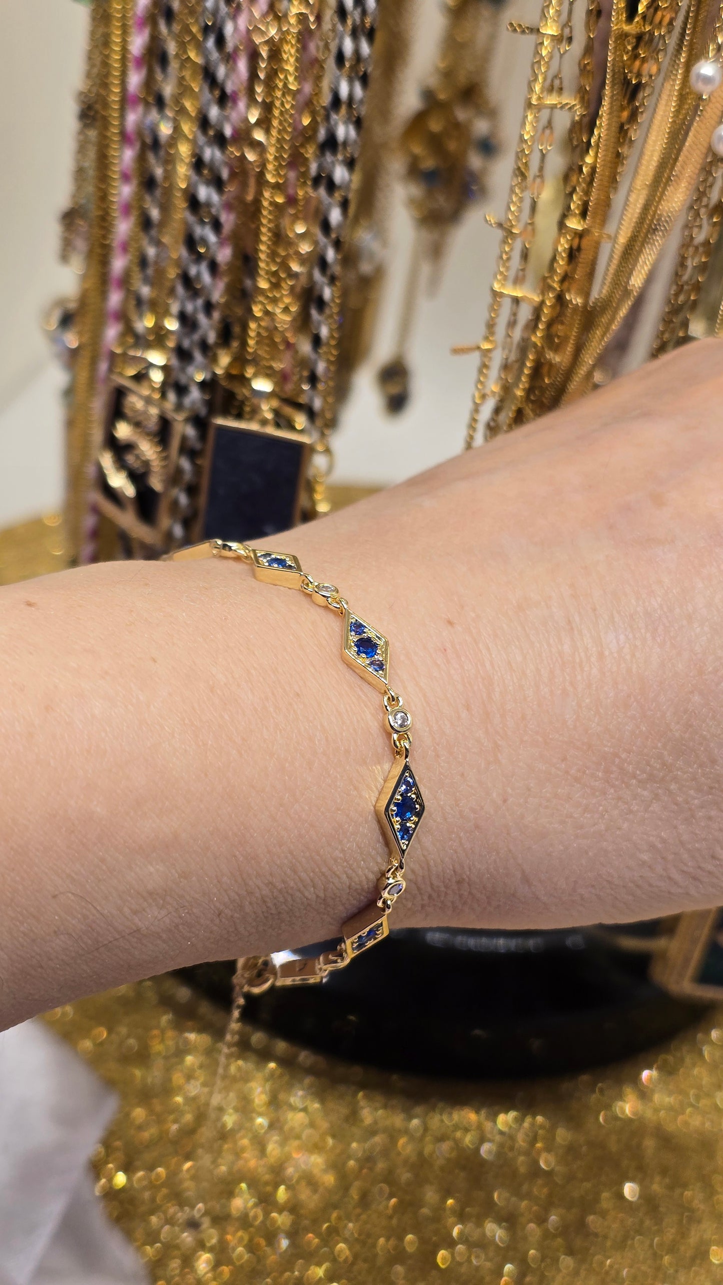 Böses Auge Armband 18k vergoldet – verstellbar