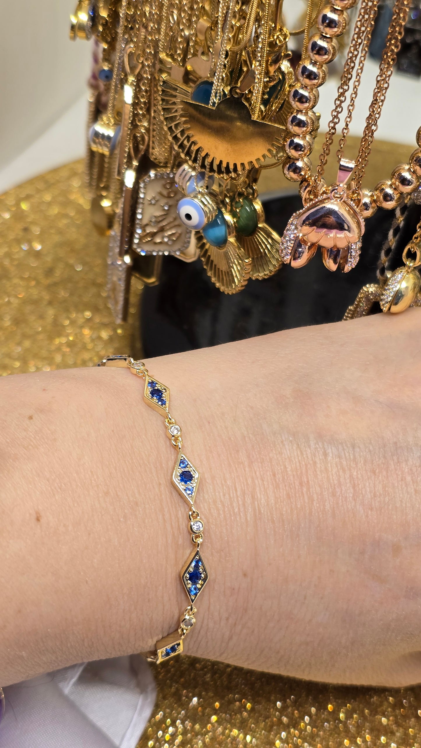 Böses Auge Armband 18k vergoldet – verstellbar