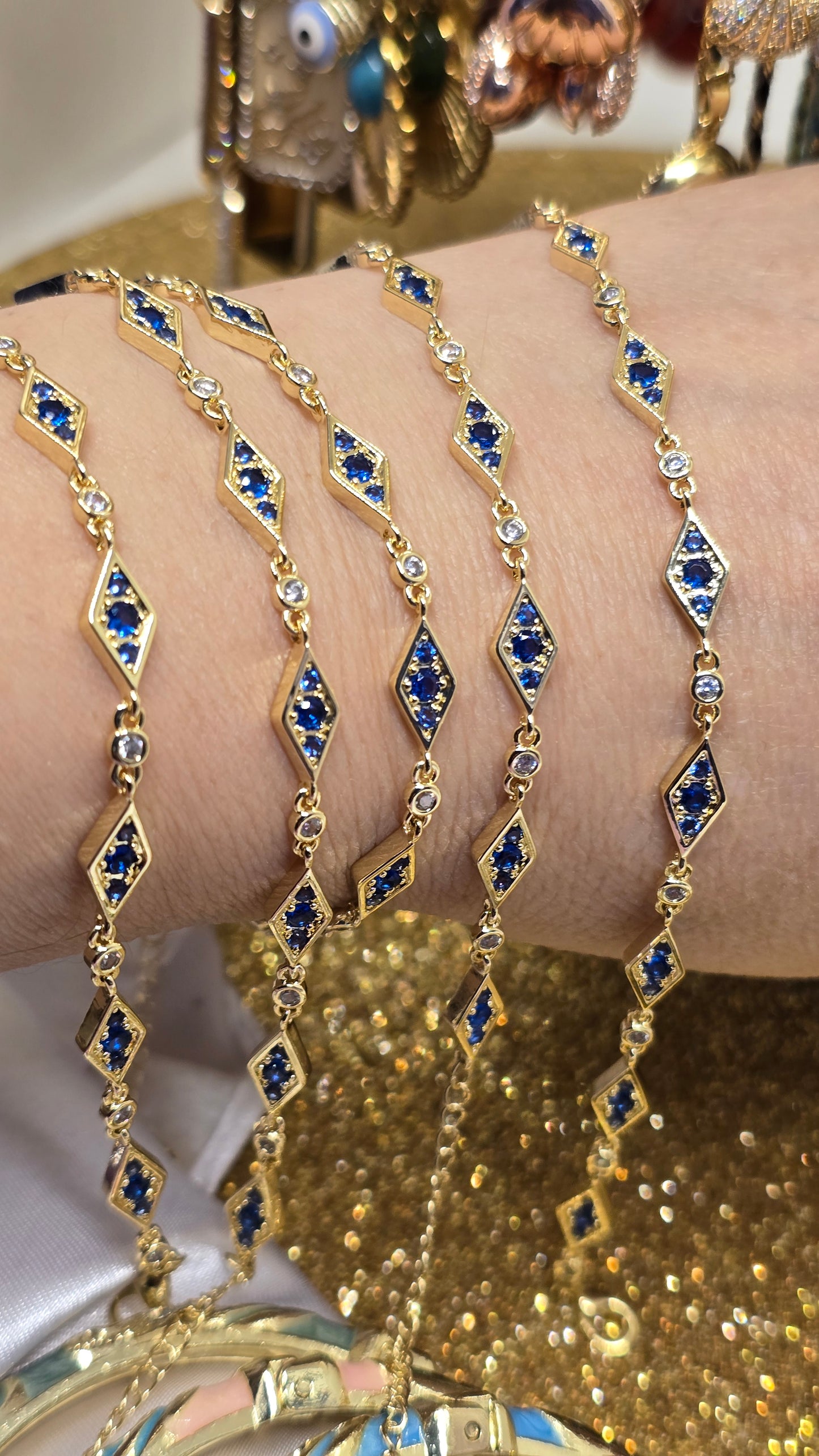 Böses Auge Armband 18k vergoldet – verstellbar