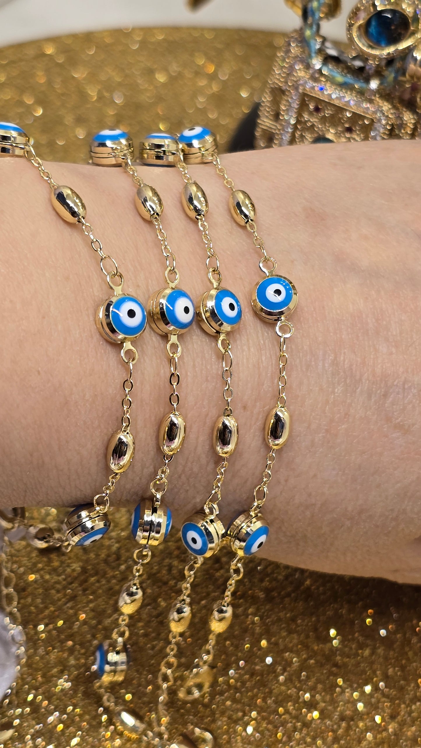 Evil Eye  18k Vergoldete Armband 20+5 cm Verstellbar