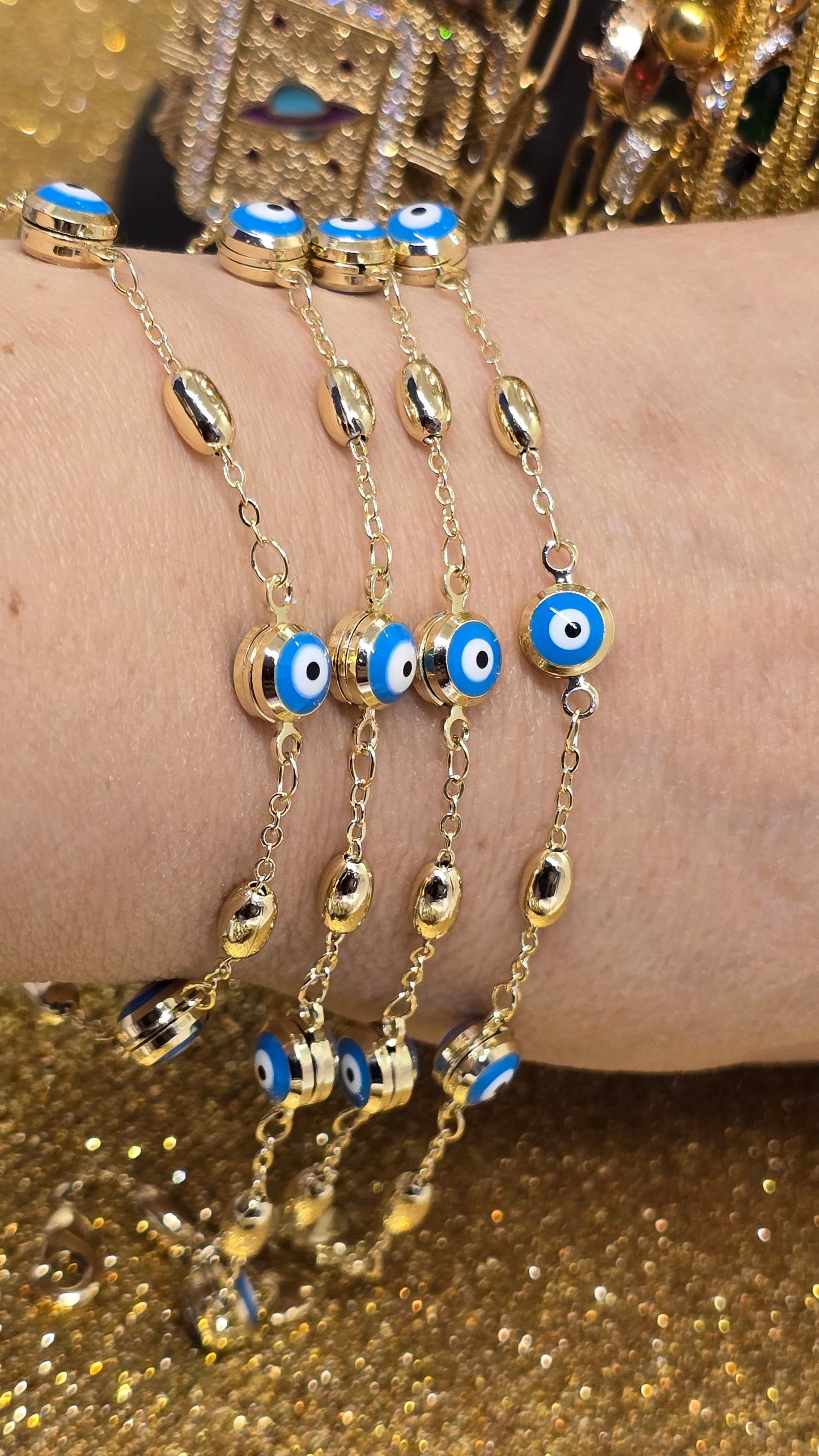 Evil Eye  18k Vergoldete Armband 20+5 cm Verstellbar