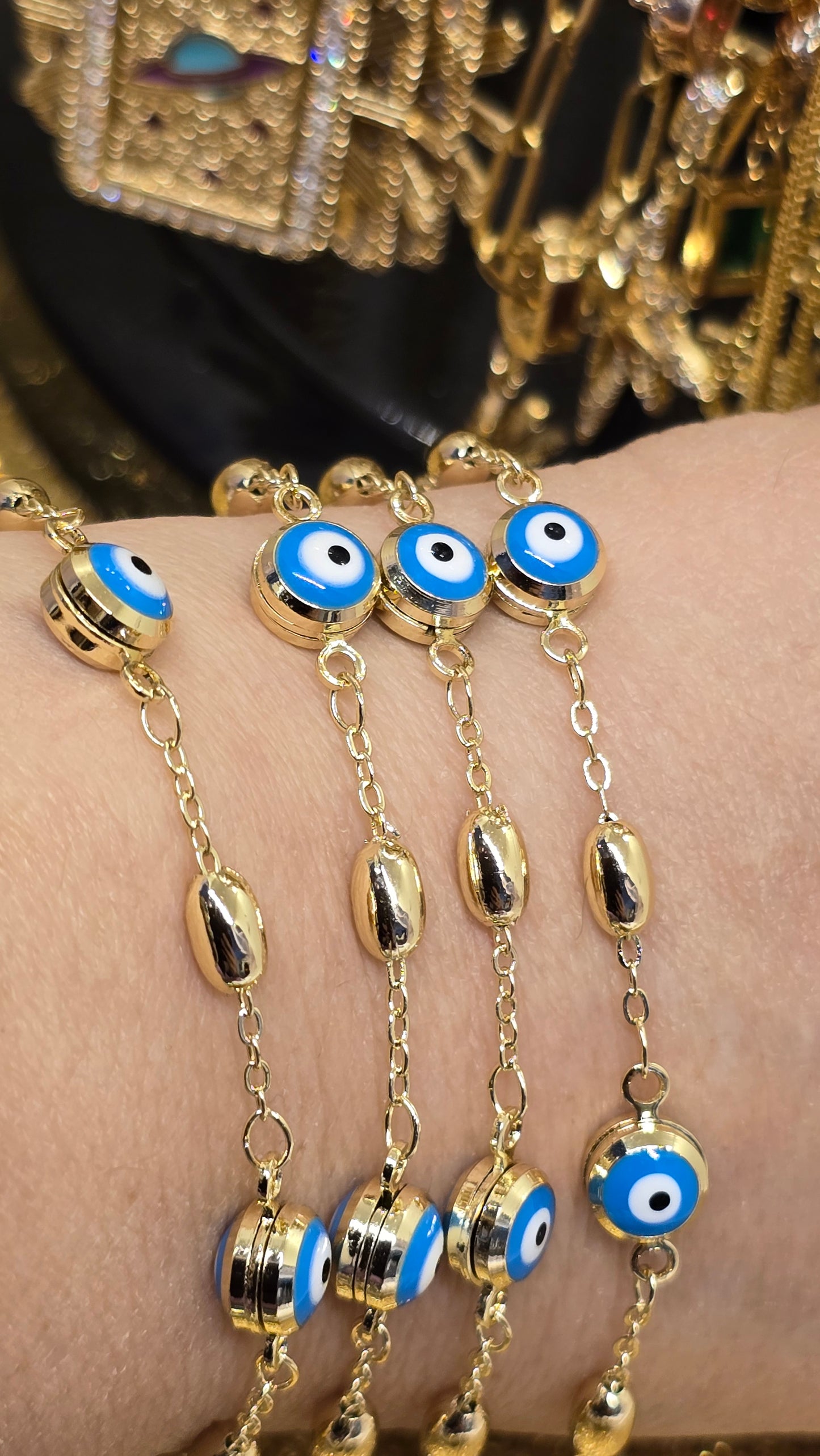 Evil Eye  18k Vergoldete Armband 20+5 cm Verstellbar