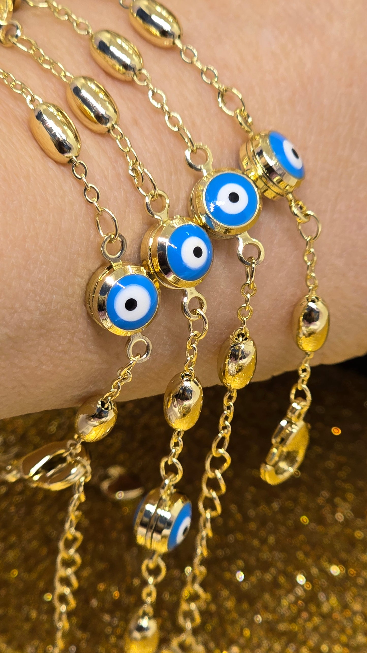 Evil Eye  18k Vergoldete Armband 20+5 cm Verstellbar