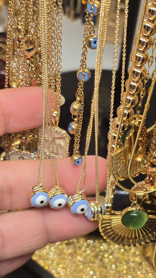 18K gold-plated Evil Eye Necklace 45+6cm
