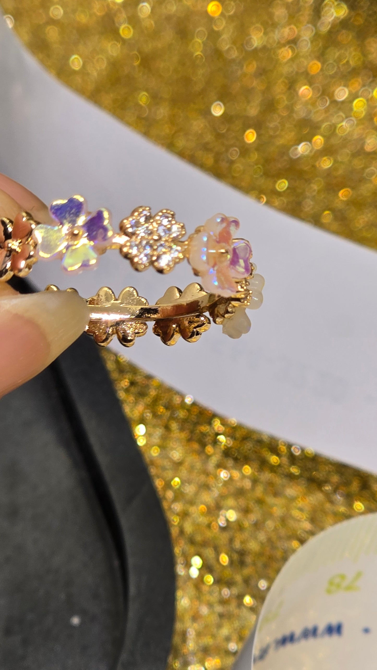 Adjustable Floral Opal Ring 18k Gold Plated | Chemical Resistant & Elegant