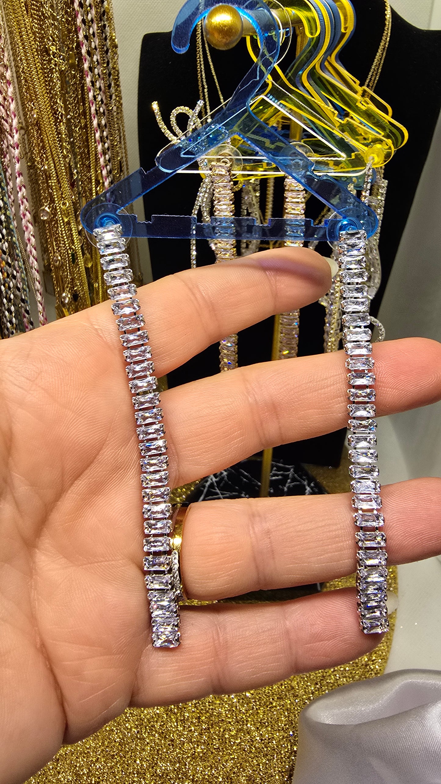 Baguette Zirkonia Ohrringe 7,5cm| Baguette Zirkonia Ohrhänger 7,5 cm