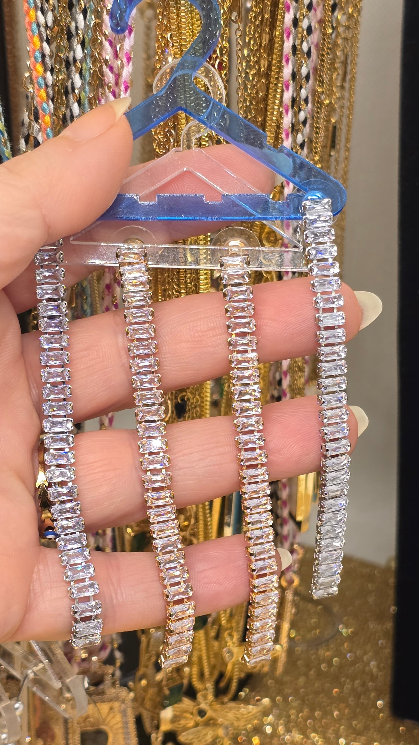 Baguette Zirkonia Ohrringe 7,5cm| Baguette Zirkonia Ohrhänger 7,5 cm