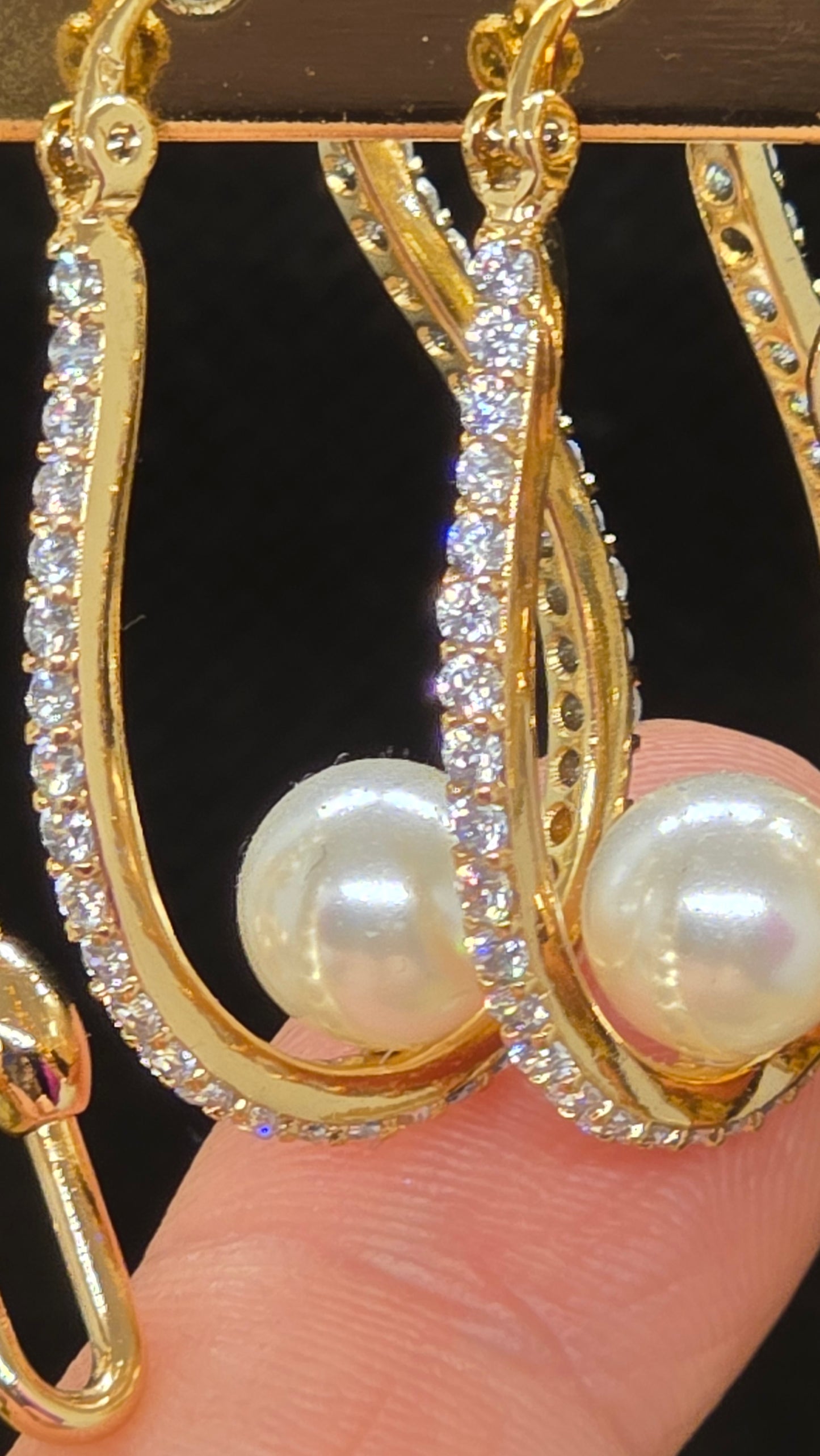 Perlen Creolen Rosegold - Edelstahl Ohrringe