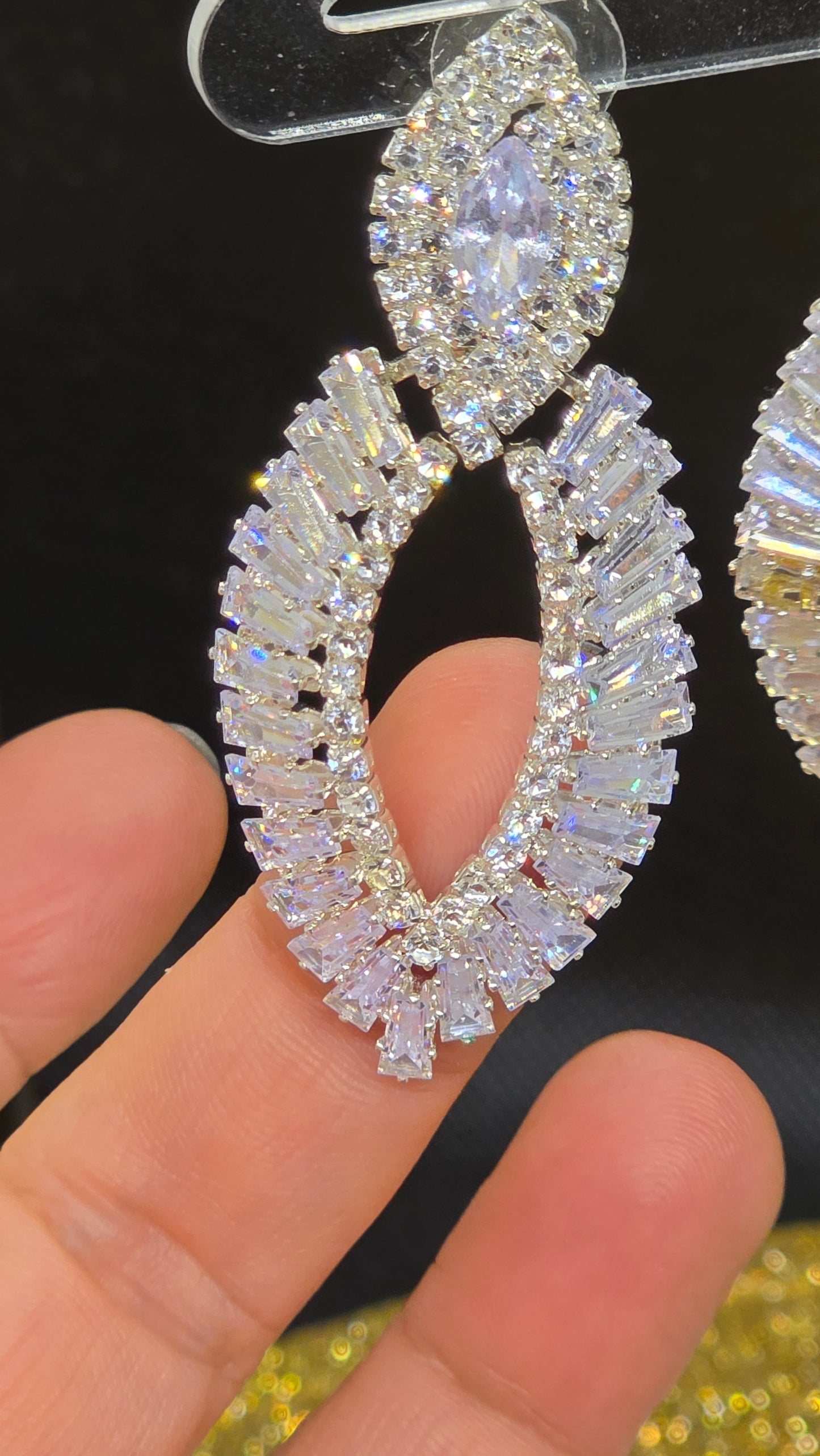 Teardrop Earrings with Zirconia Stones - Wedding Jewelry - Bridesmaid Jewelry