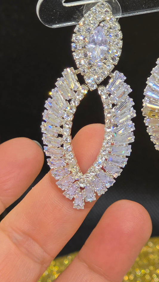 Teardrop Earrings with Zirconia Stones - Wedding Jewelry - Bridesmaid Jewelry