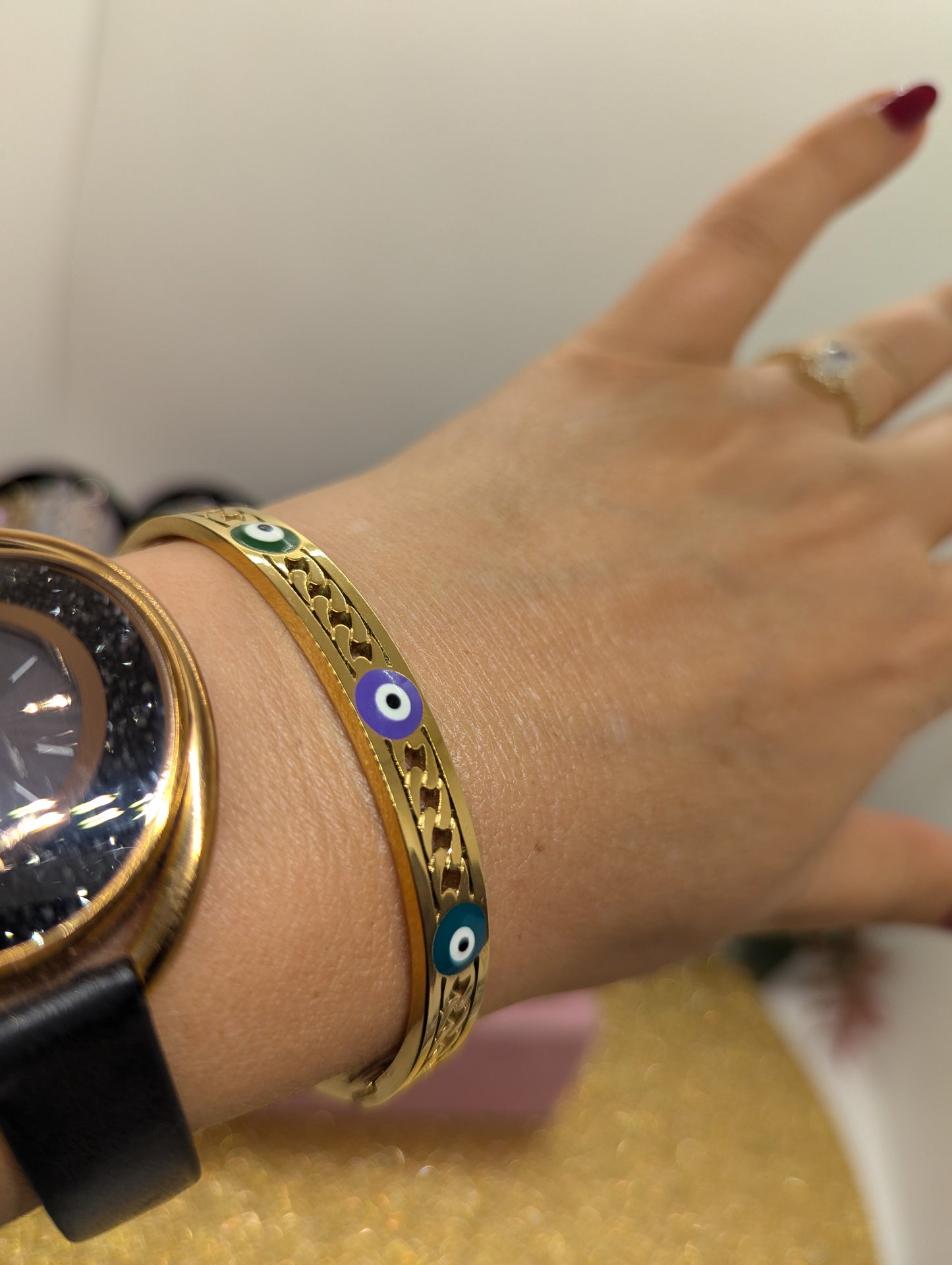 Evil Eye Armband Minimalist - Edelstahl