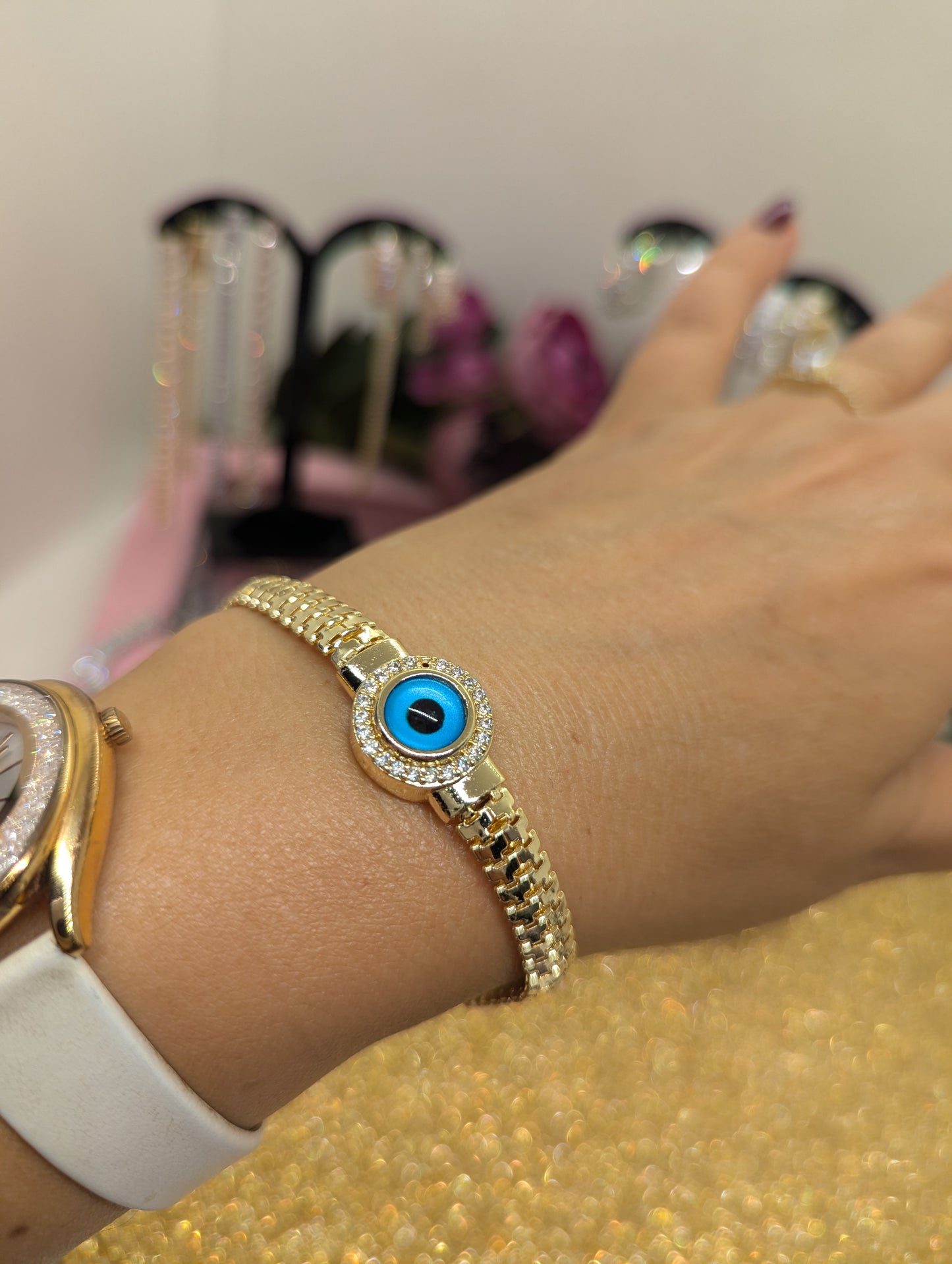 Zierliches Evil Eye Armband - Edelstahl Verstellbar