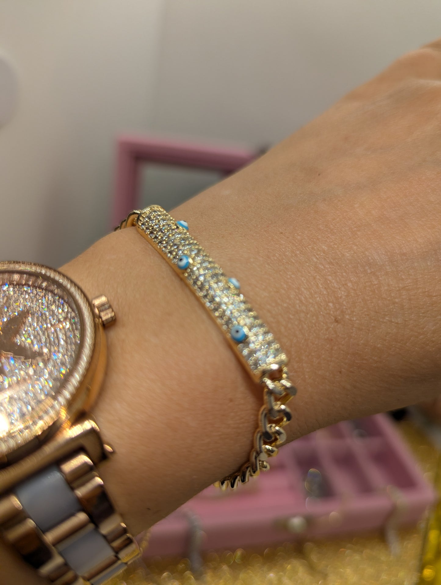 Evil Eye Armband Vergoldet - Edelstahl mit Schutzaugen