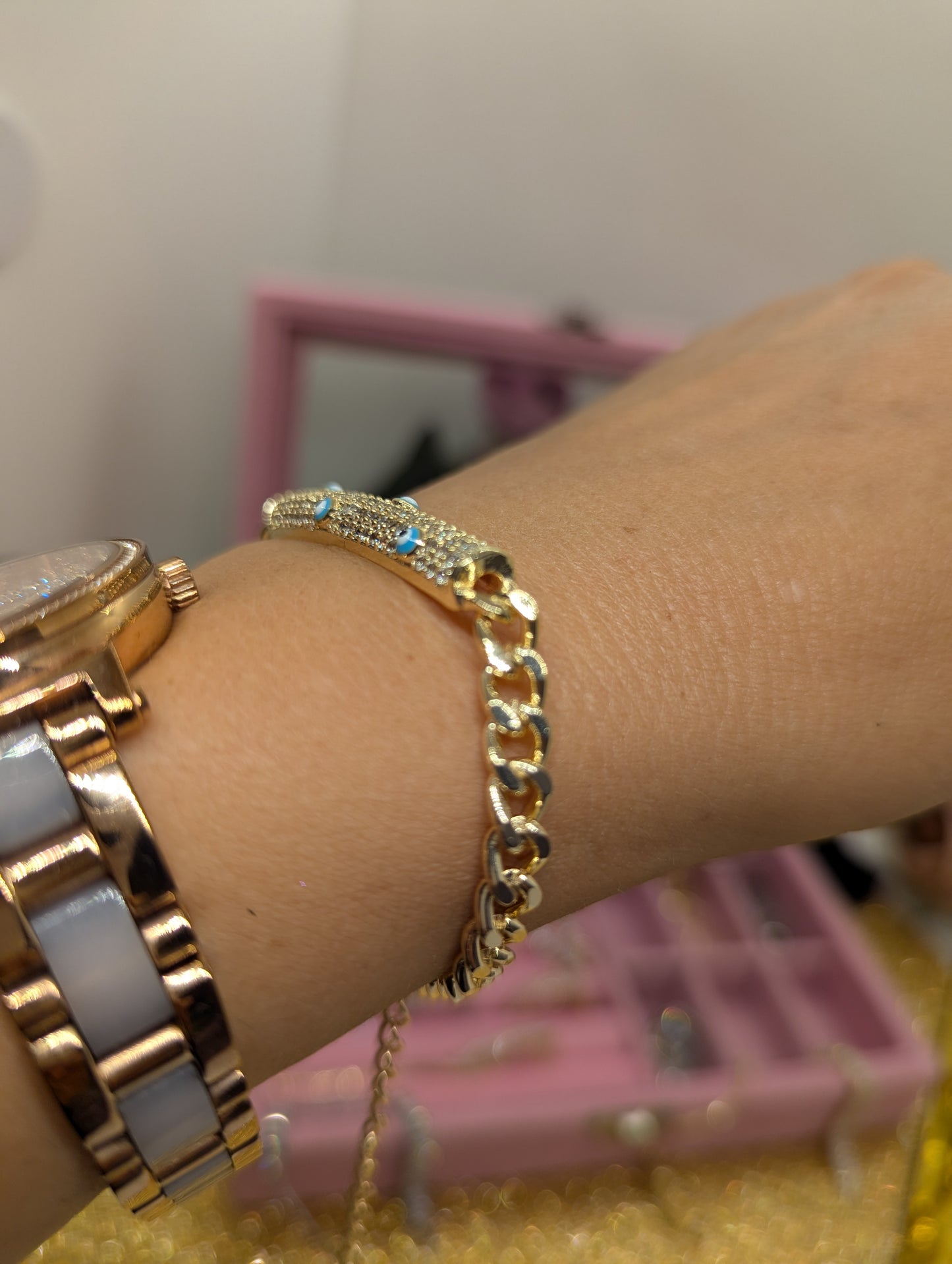 Evil Eye Armband Vergoldet - Edelstahl mit Schutzaugen