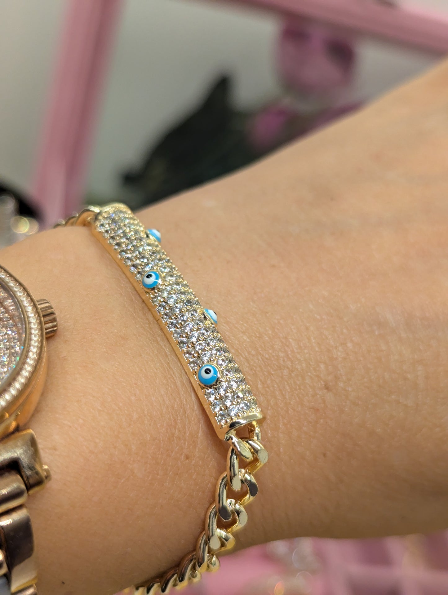 Evil Eye Armband Vergoldet - Edelstahl mit Schutzaugen