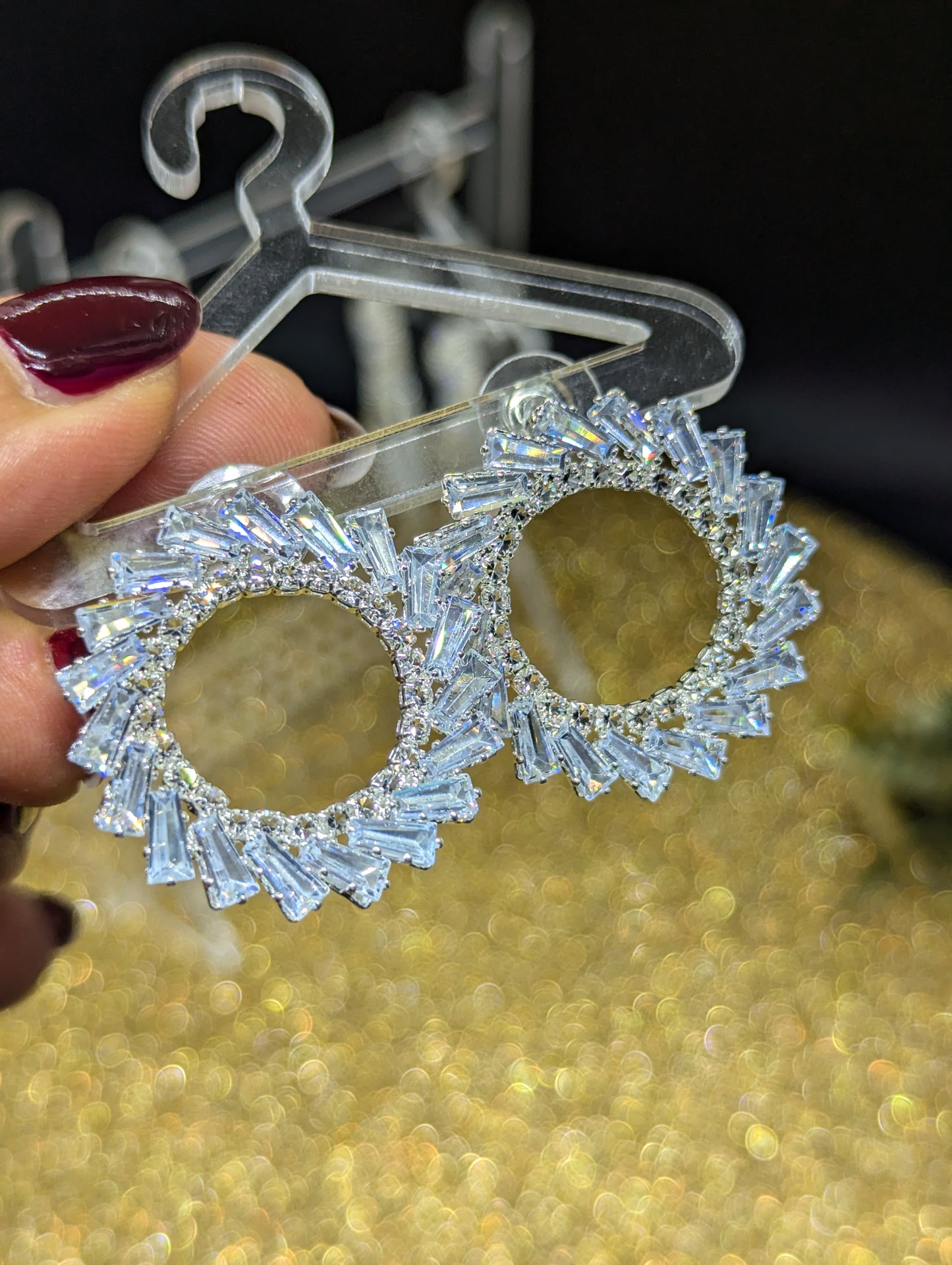 Kreisohrringe mit Kristallsteinen - Hochzeitsschmuck