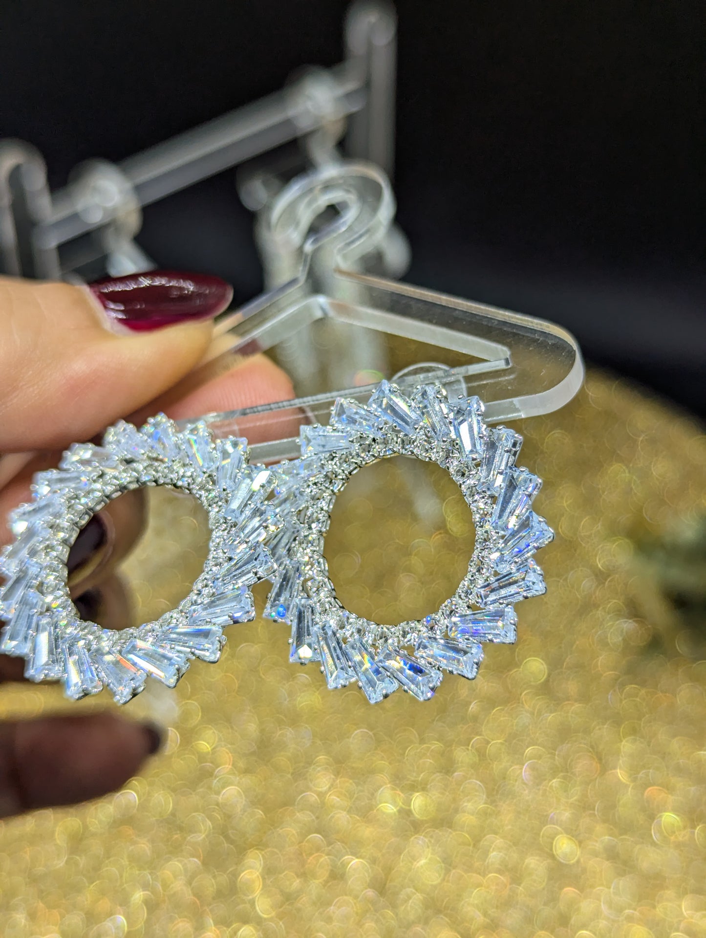 Kreisohrringe mit Kristallsteinen - Hochzeitsschmuck