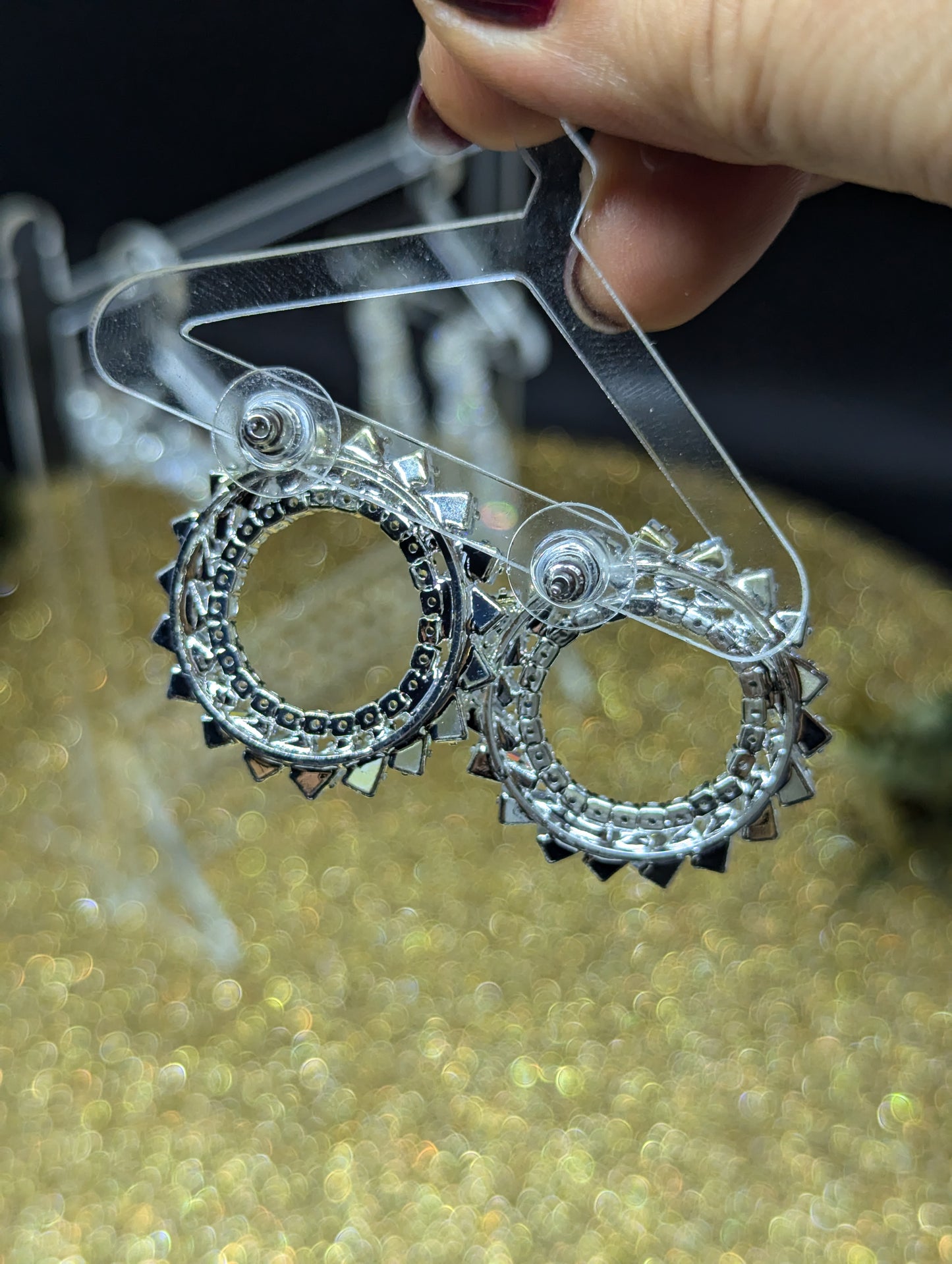 Kreisohrringe mit Kristallsteinen - Hochzeitsschmuck