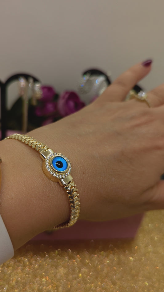 Delicate Evil Eye Bracelet - Stainless Steel Adjustable