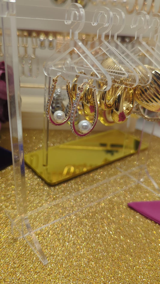 Elegante Perlen-Creolen in Roségold Hängende Perlen Jewelry Edelstahl Ohrringe