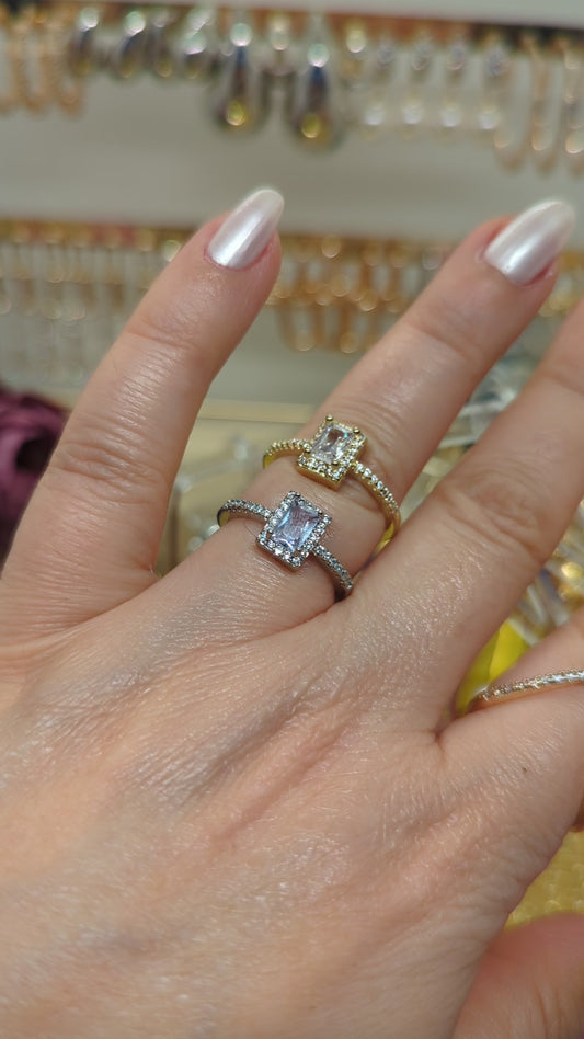 Elegante Solitär-Ringe mit Smaragd-Schliff Edelstahl Jewelry Verstellbar