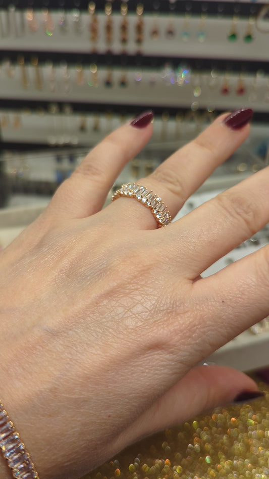 Tennis Baguette Zirkonia-Schmuckring aus Edelstahl – Baguette-Schmuckkollektion