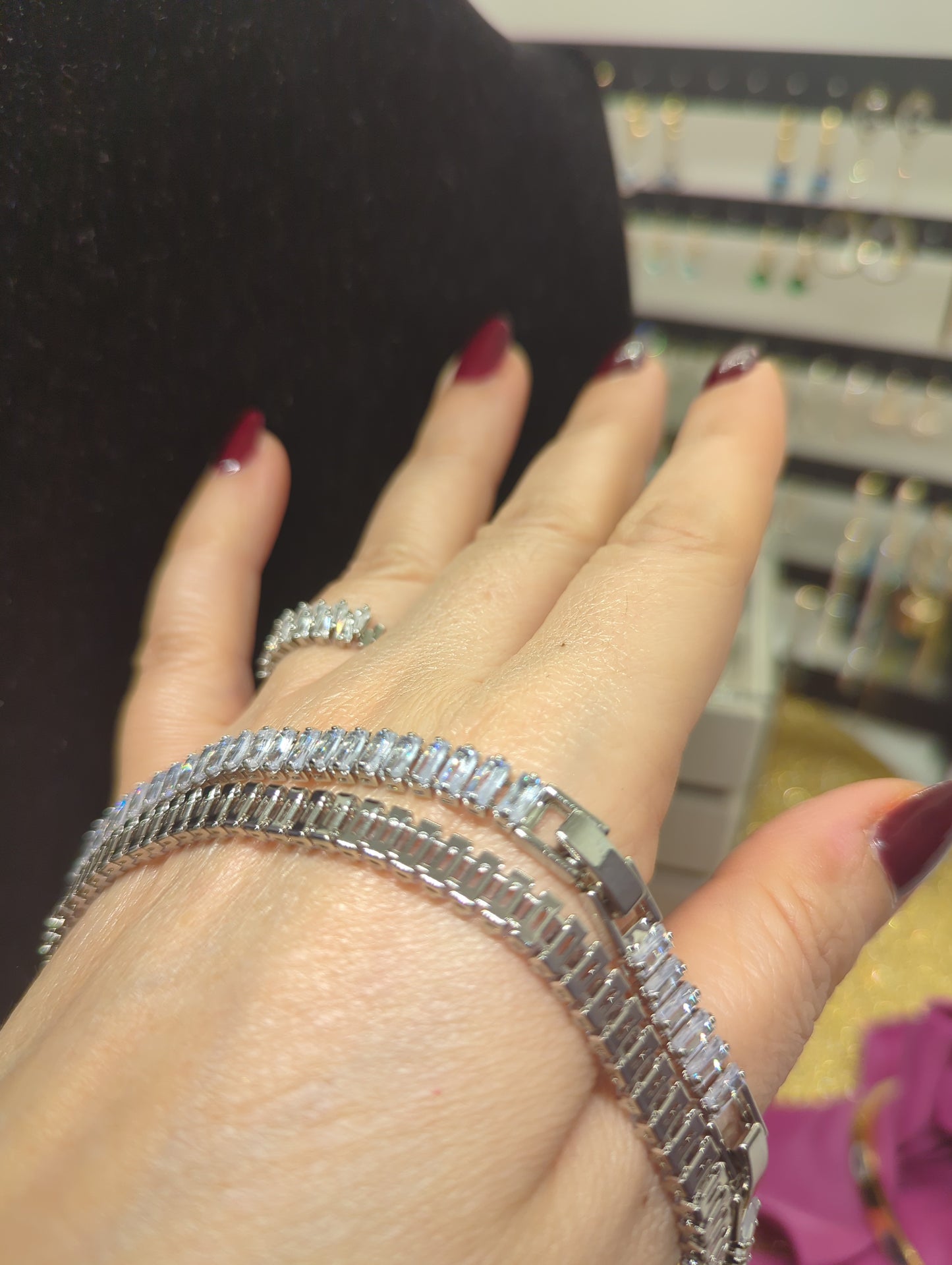 Tennis-Halsband, Baguette-Schmuck, Halskette, Halskette aus Gold und Silber, ideal als Geschenk für Sie