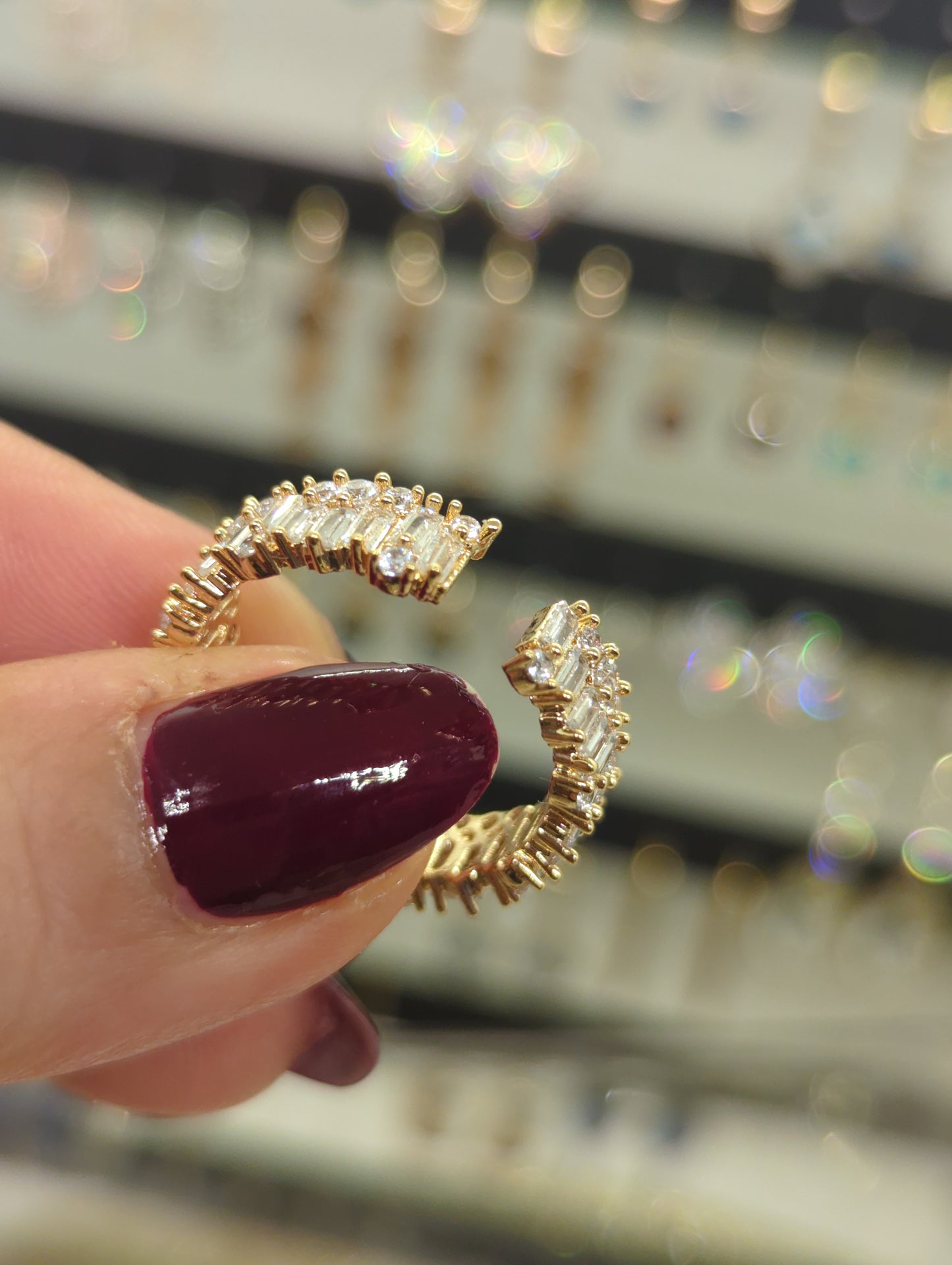 Hochzeits Schmuck -Tennis Baguette Zirkonia Ring – Edelstahl mit Zirkon-Steinen