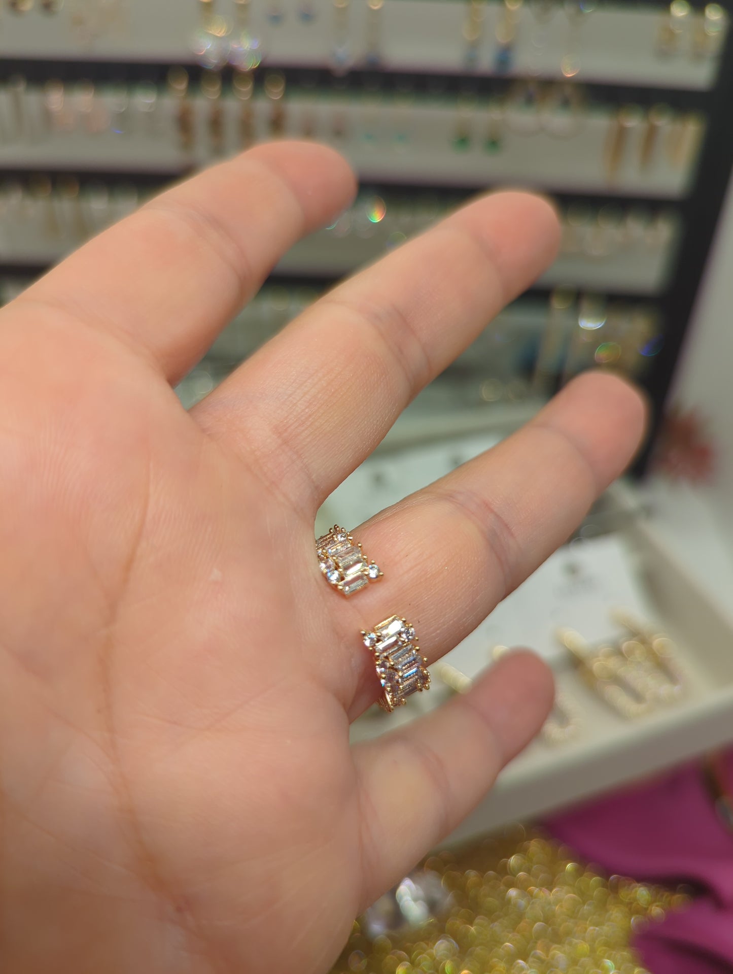 Hochzeits Schmuck -Tennis Baguette Zirkonia Ring – Edelstahl mit Zirkon-Steinen