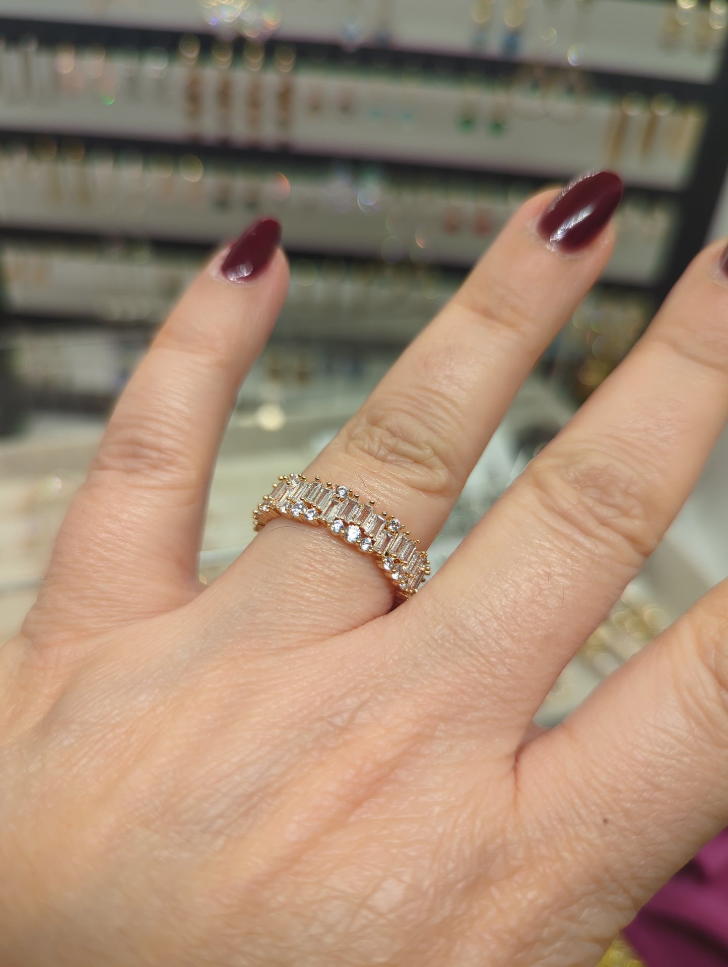 Hochzeits Schmuck -Tennis Baguette Zirkonia Ring – Edelstahl mit Zirkon-Steinen