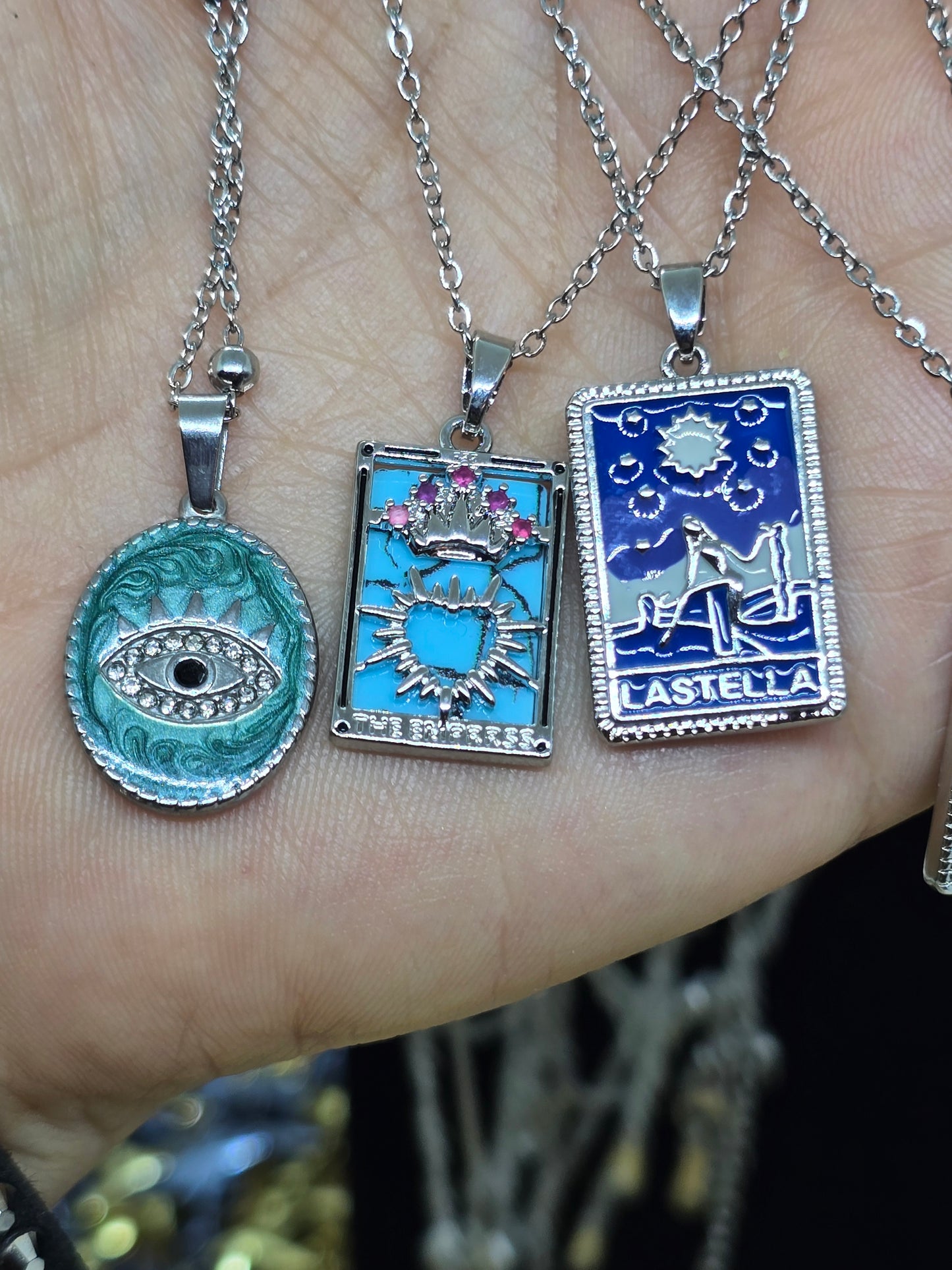 Tarot-Karten-Halskette Silber – 18k vergoldet – Zodiac-Anhänger – Gothic _ Mystic