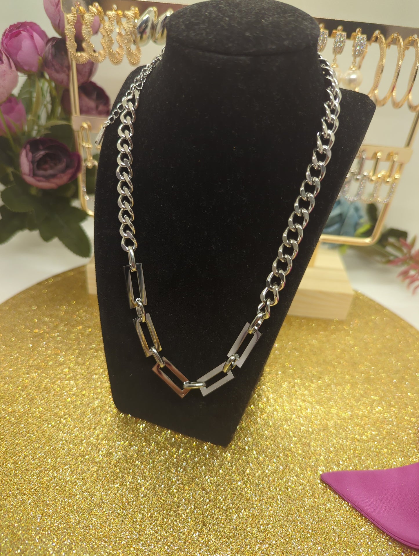 Chained Gold and Silver Jewelry Necklace Dicke klobige Kette ideal for gift für Geschenk