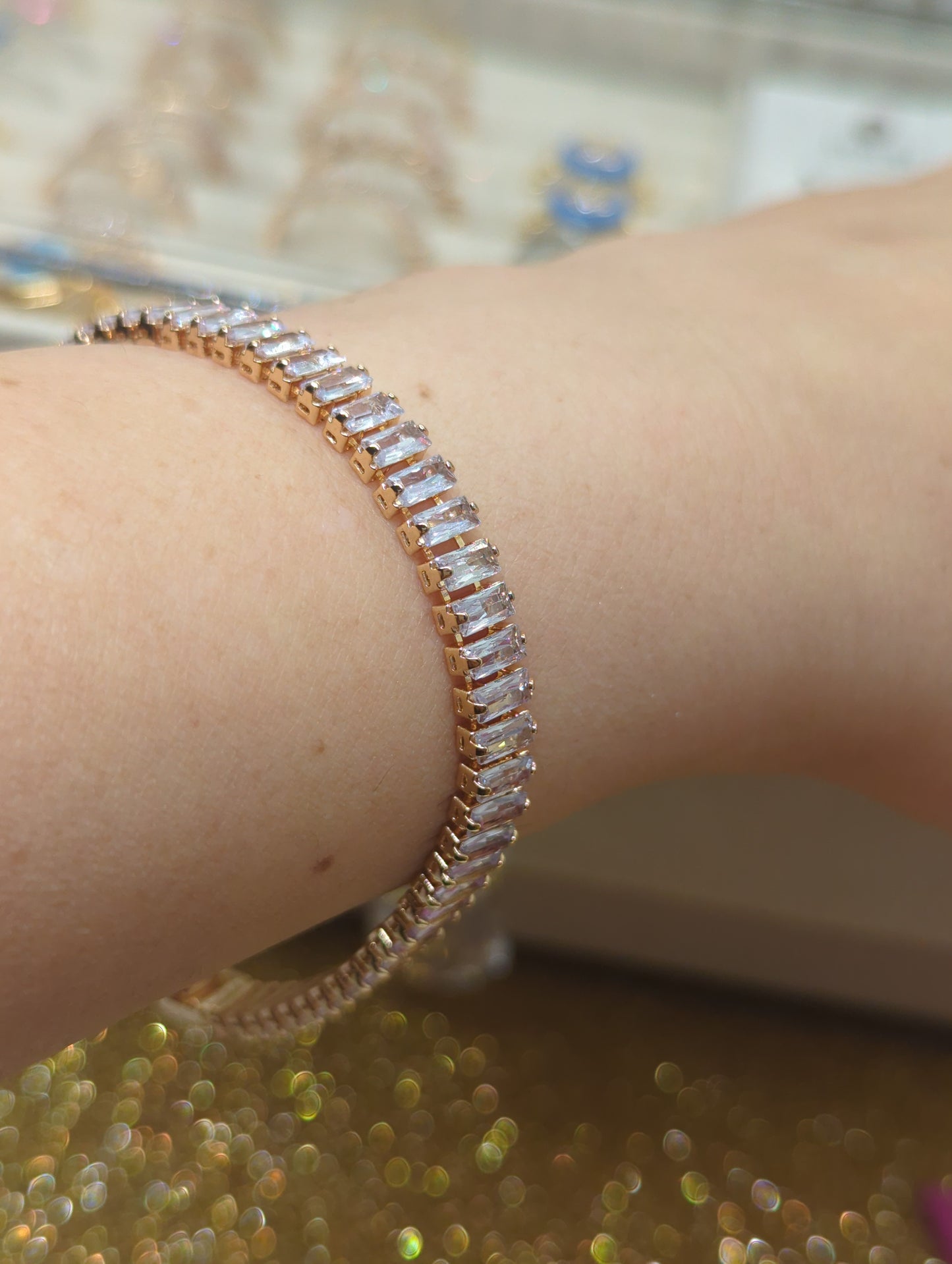 Baguette Tennis Choker Armreif Armband ideal für Geschenk gift for her