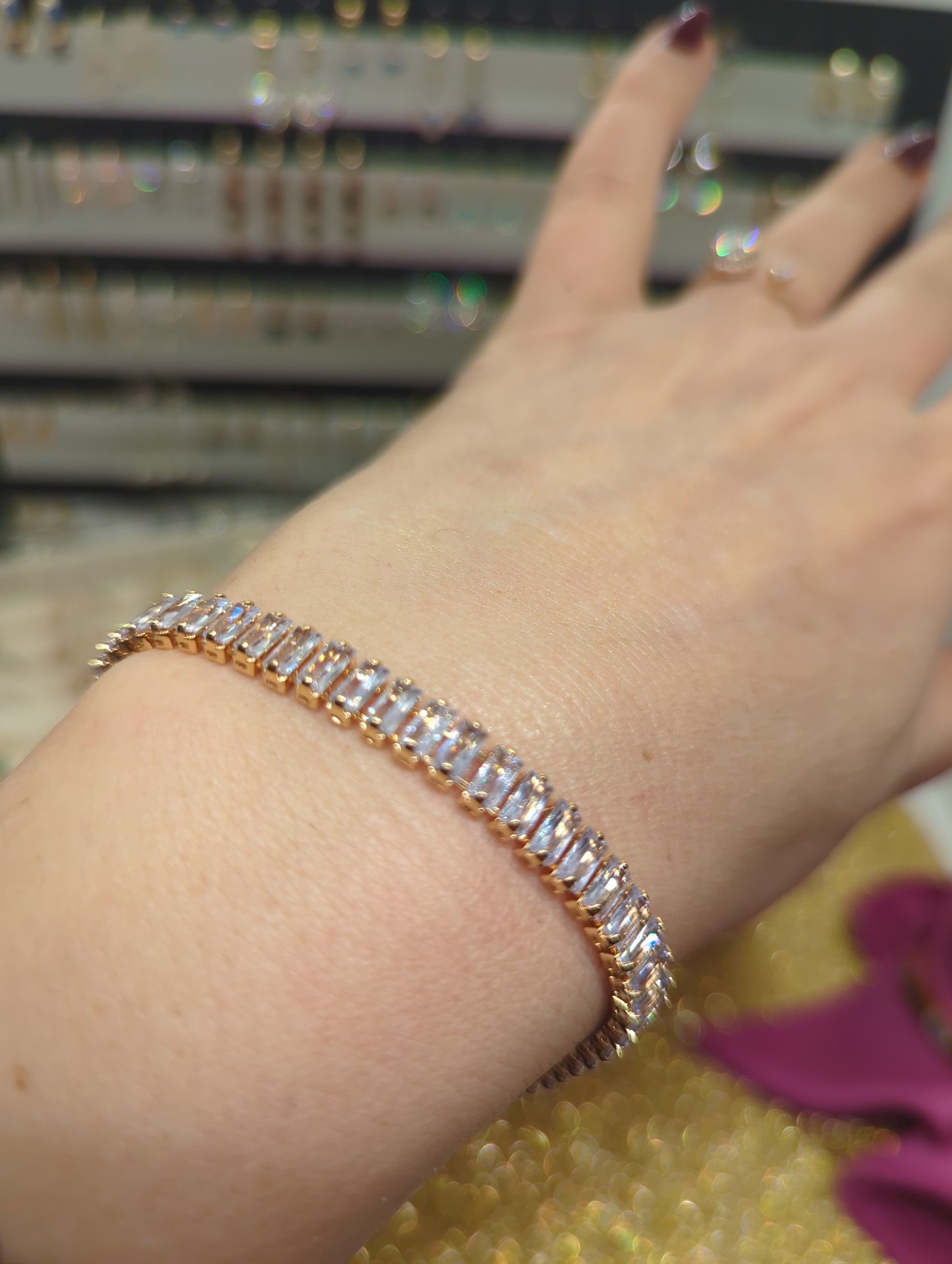 Baguette Tennis Choker Armreif Armband ideal für Geschenk gift for her