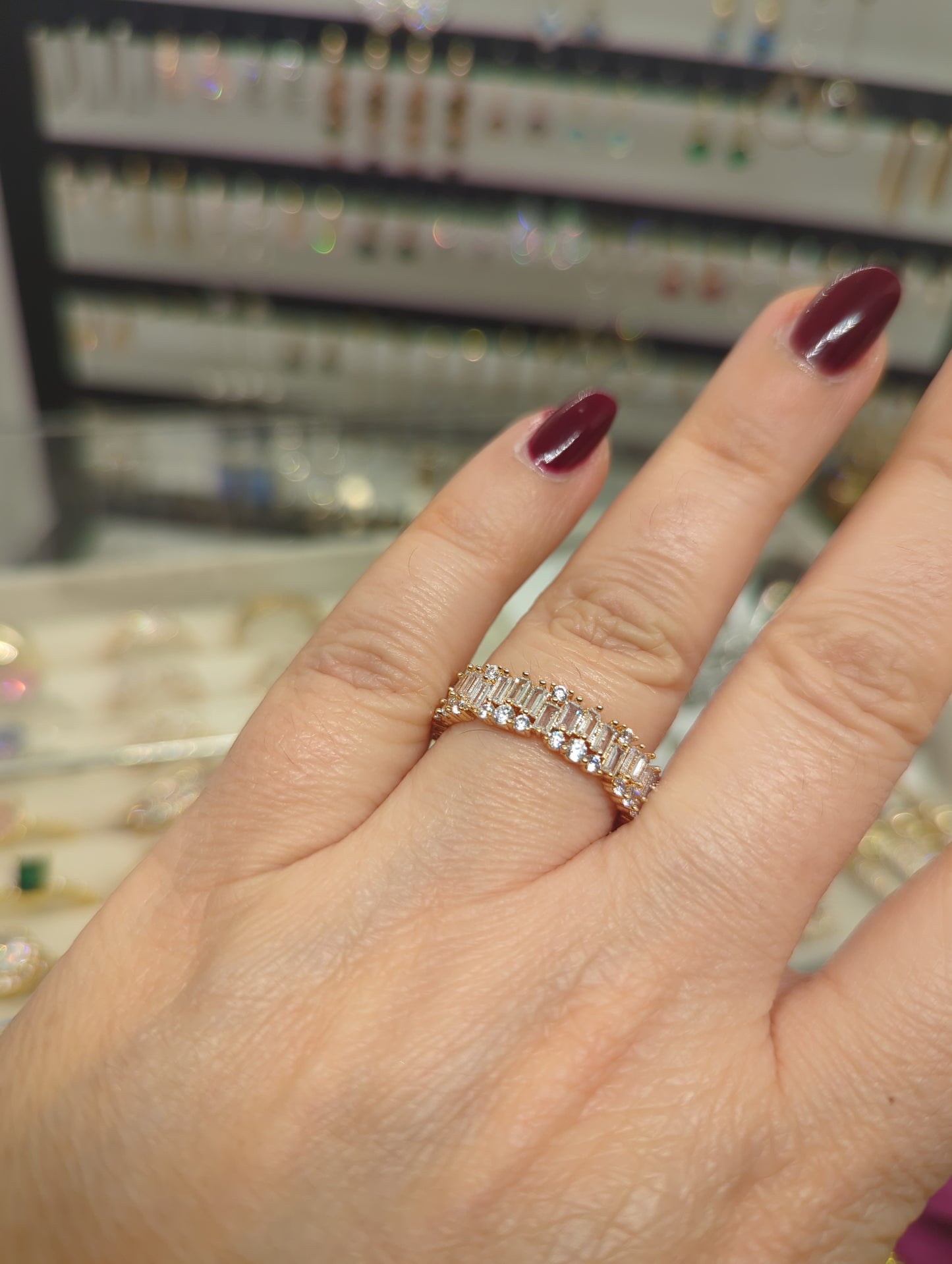 Hochzeits Schmuck -Tennis Baguette Zirkonia Ring – Edelstahl mit Zirkon-Steinen