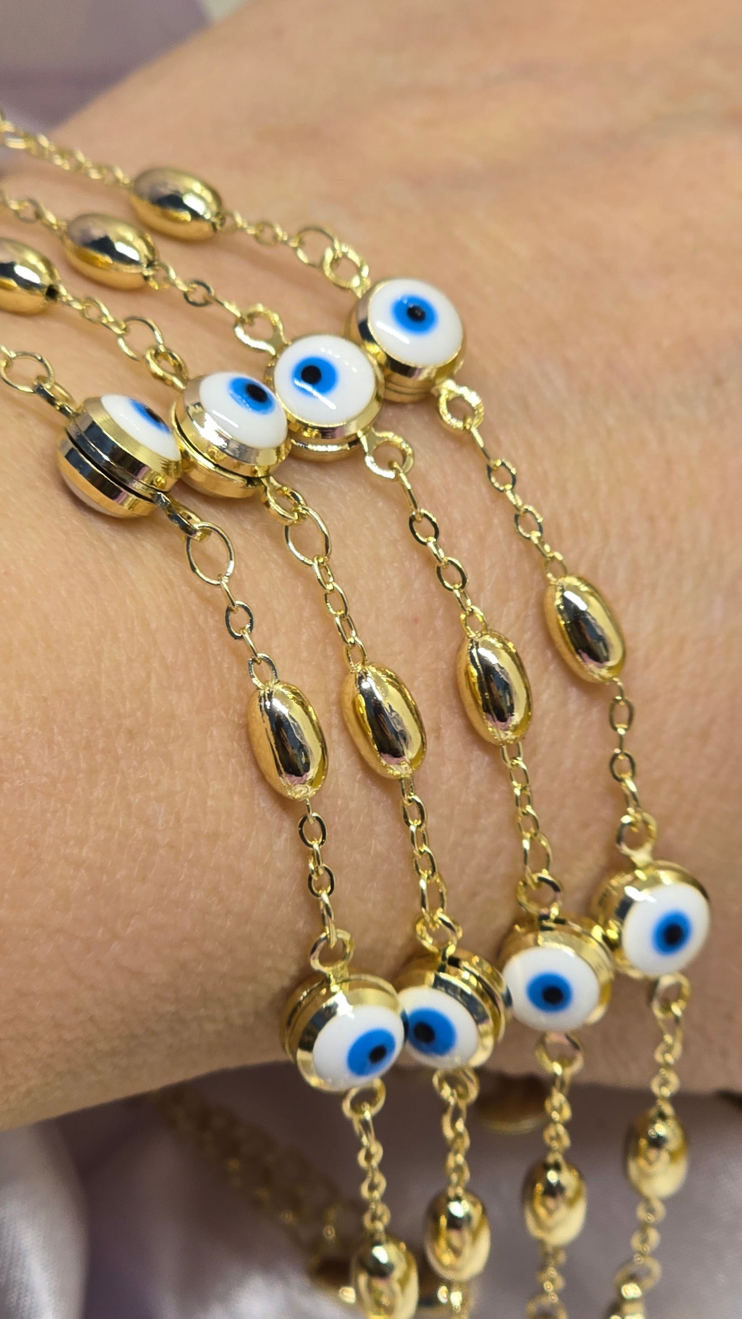 Evil Eye  18k Vergoldete Armband 20+5 cm Verstellbar