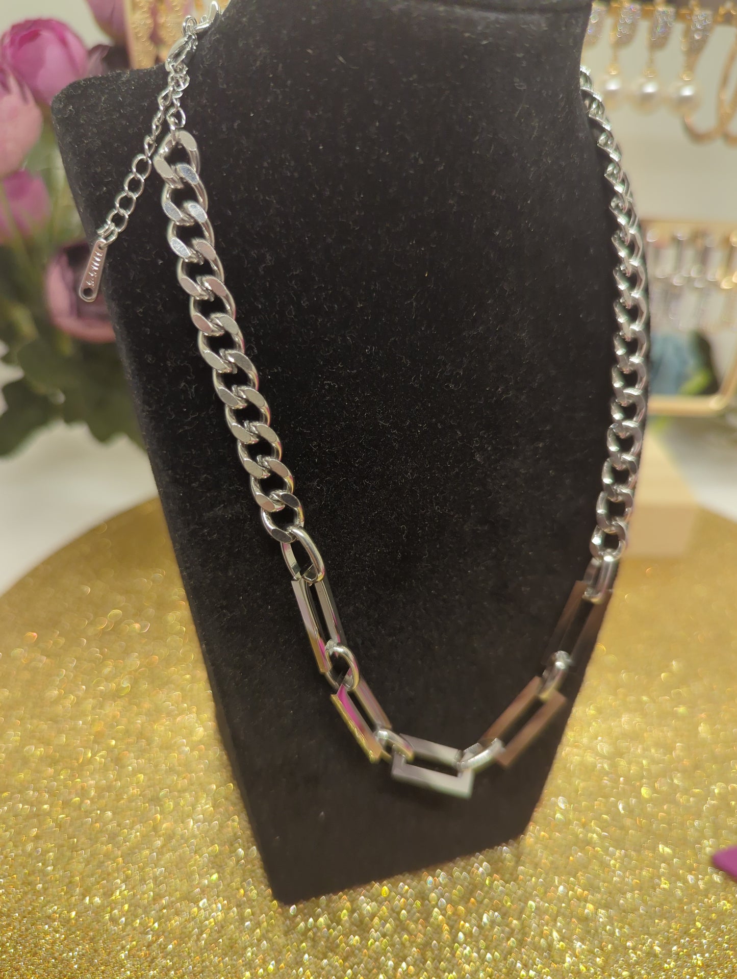 Chained Gold and Silver Jewelry Necklace Dicke klobige Kette ideal for gift für Geschenk