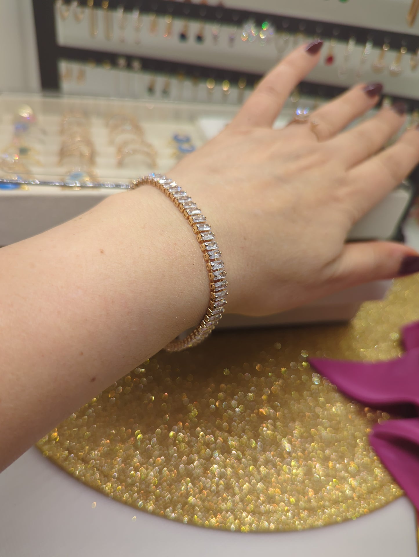 Baguette Tennis Choker Armreif Armband ideal für Geschenk gift for her