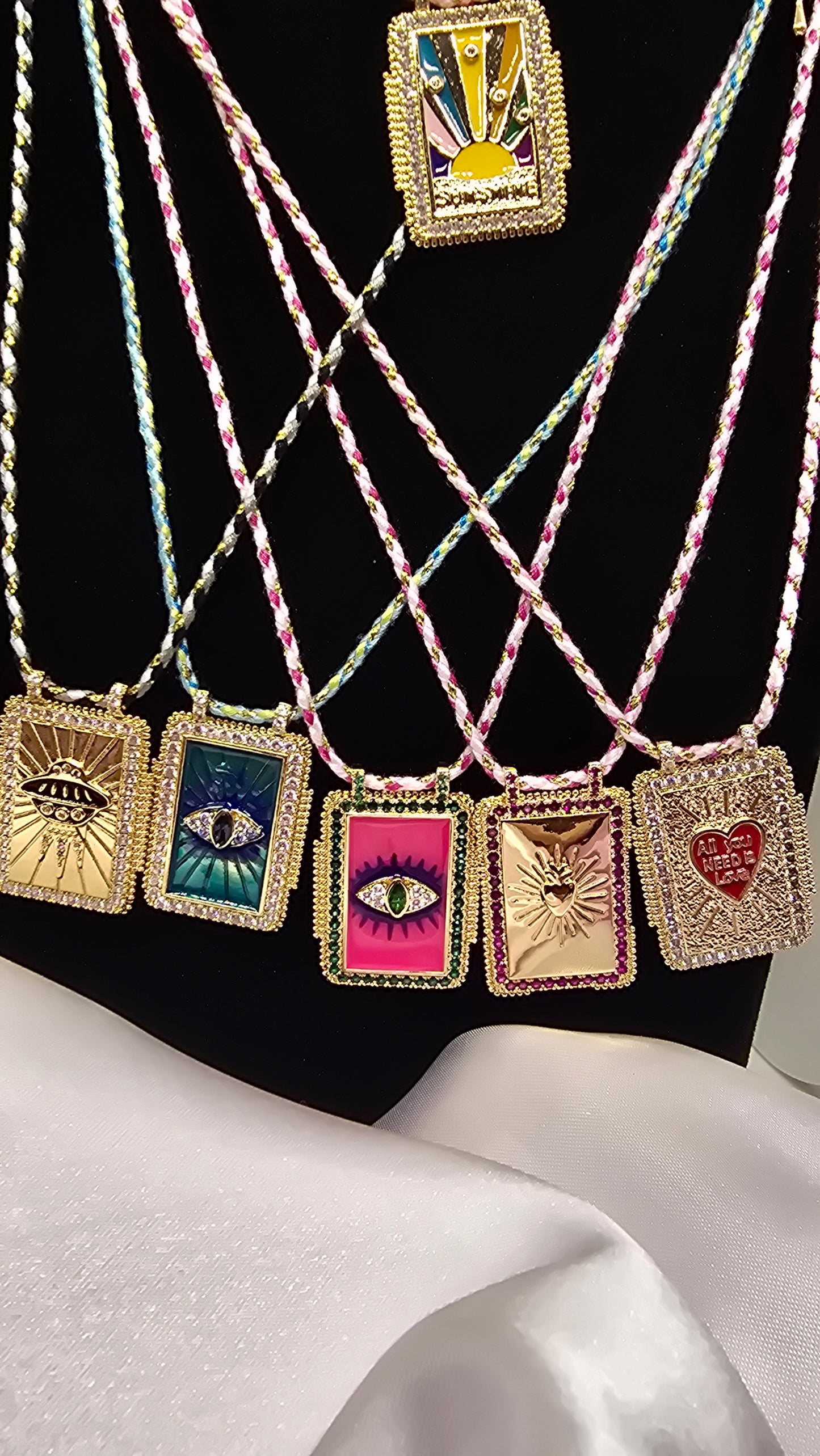 Tarot Karten Halskette 18K vergoldet - Retro Anhänger - Tarot Card Necklace - Tarot Anhänger 50+6cm