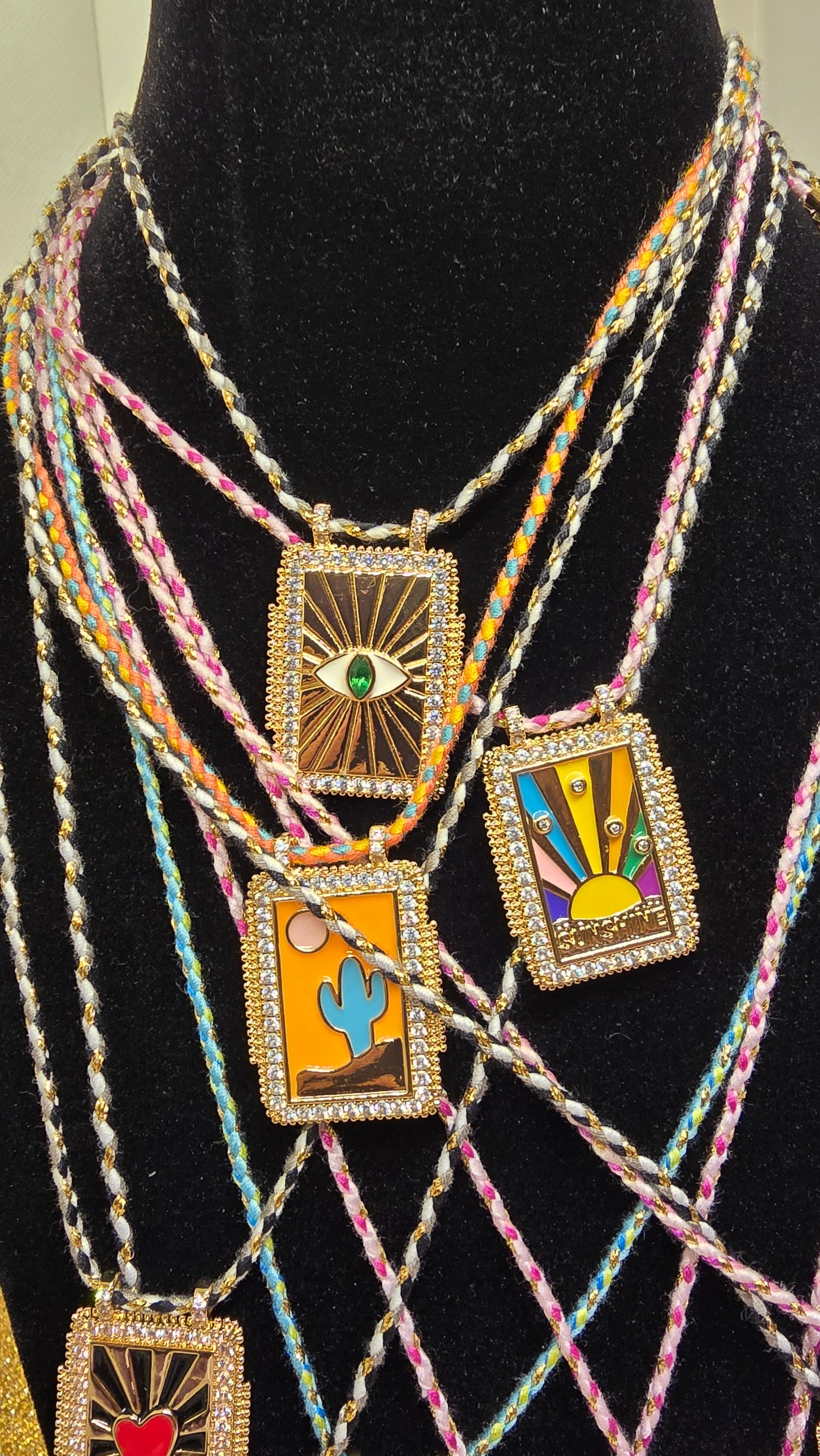 Tarot Karten Halskette 18K vergoldet - Retro Anhänger - Tarot Card Necklace - Tarot Anhänger 50+6cm