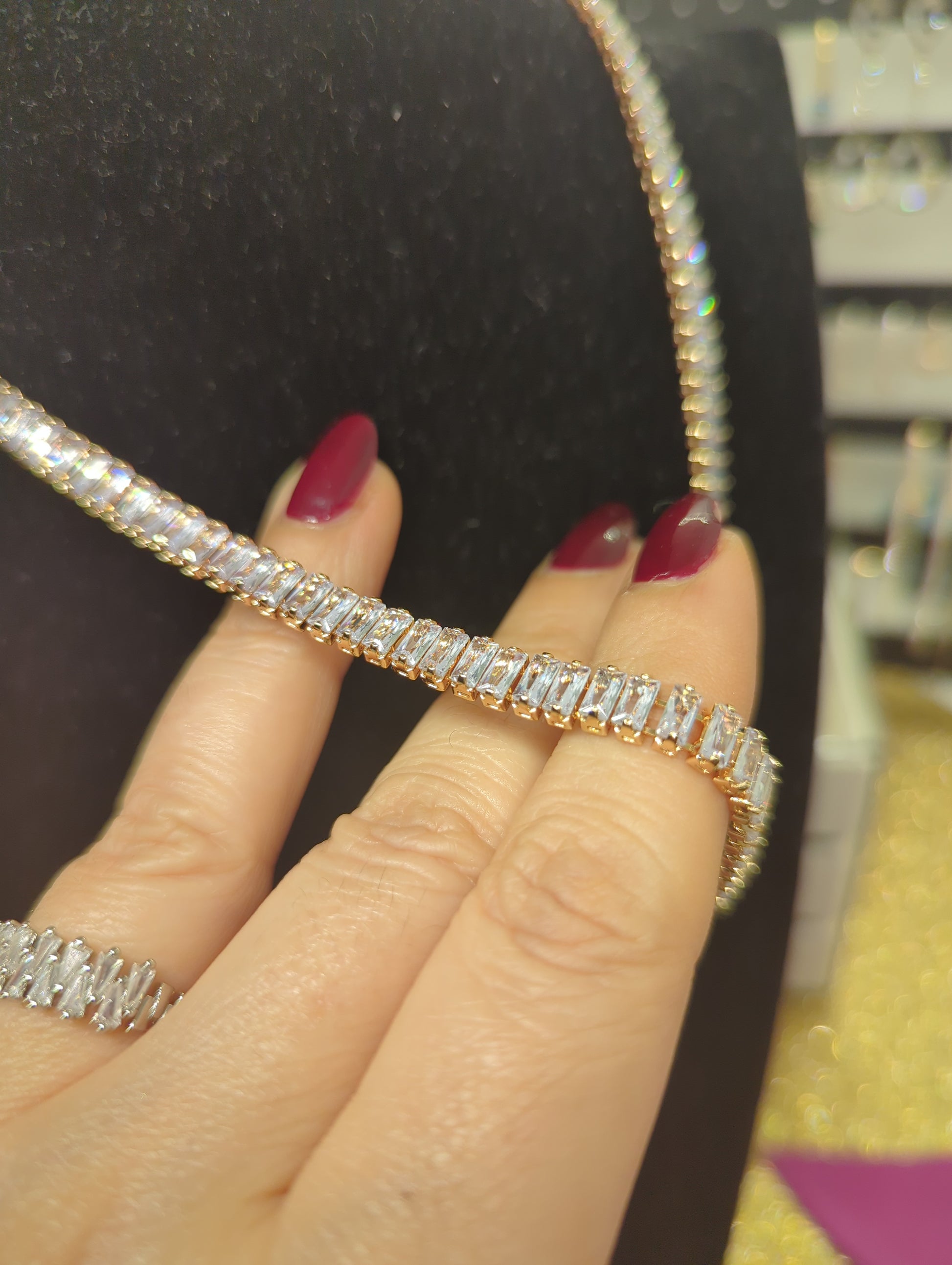 Tennis Baguette Choker CZ Halskette