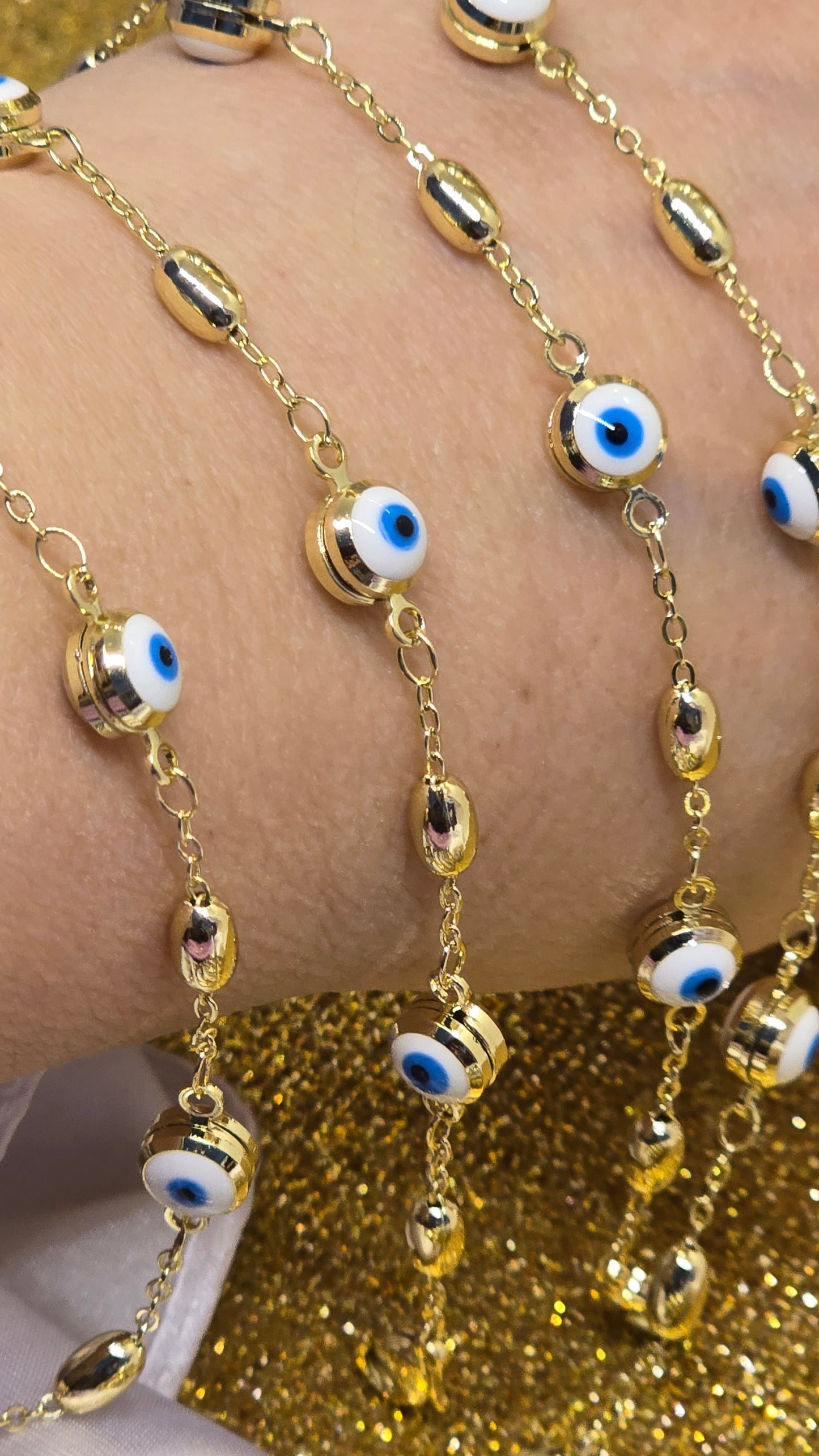Evil Eye  18k Vergoldete Armband 20+5 cm Verstellbar