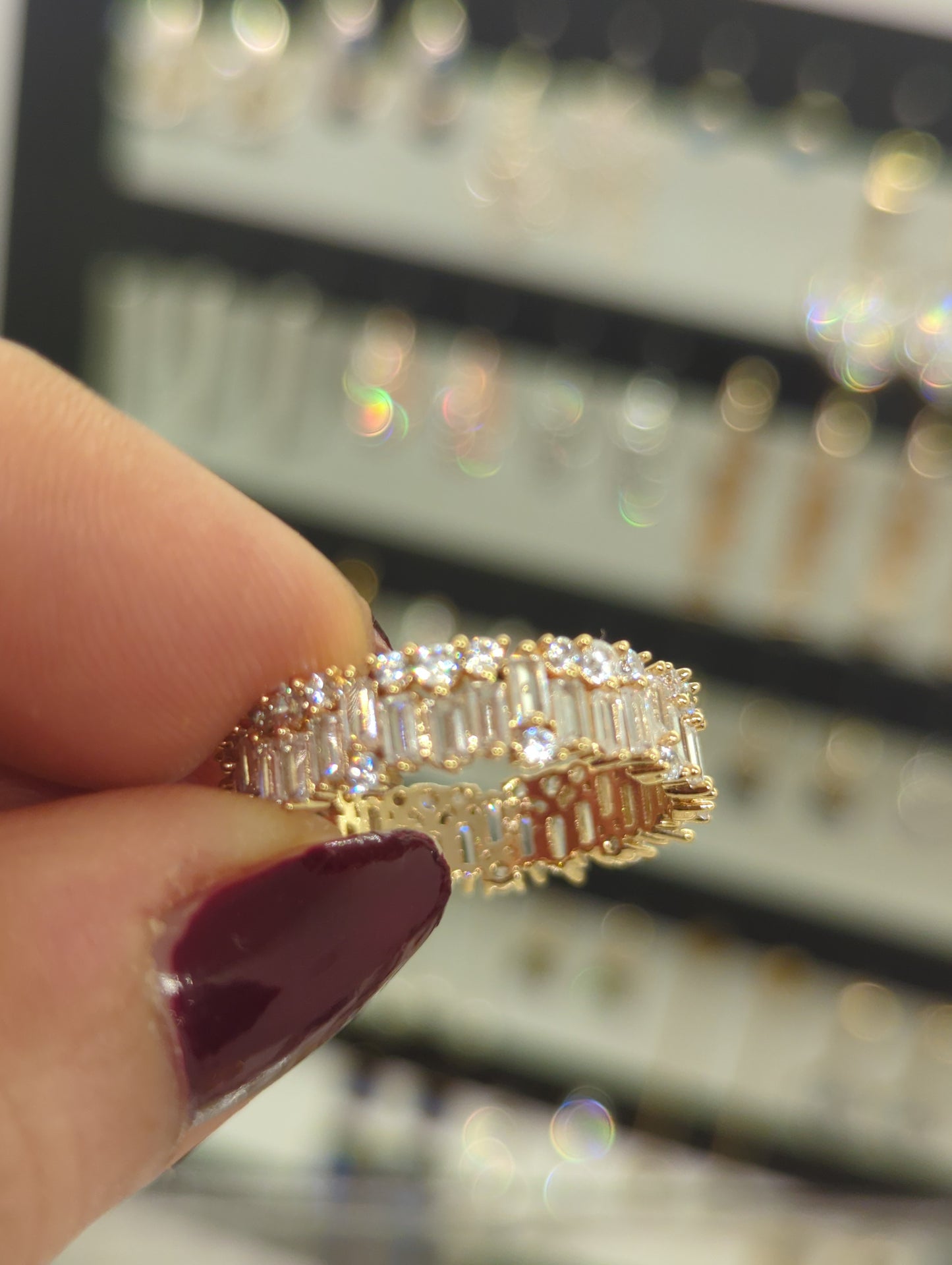 Hochzeits Schmuck -Tennis Baguette Zirkonia Ring – Edelstahl mit Zirkon-Steinen