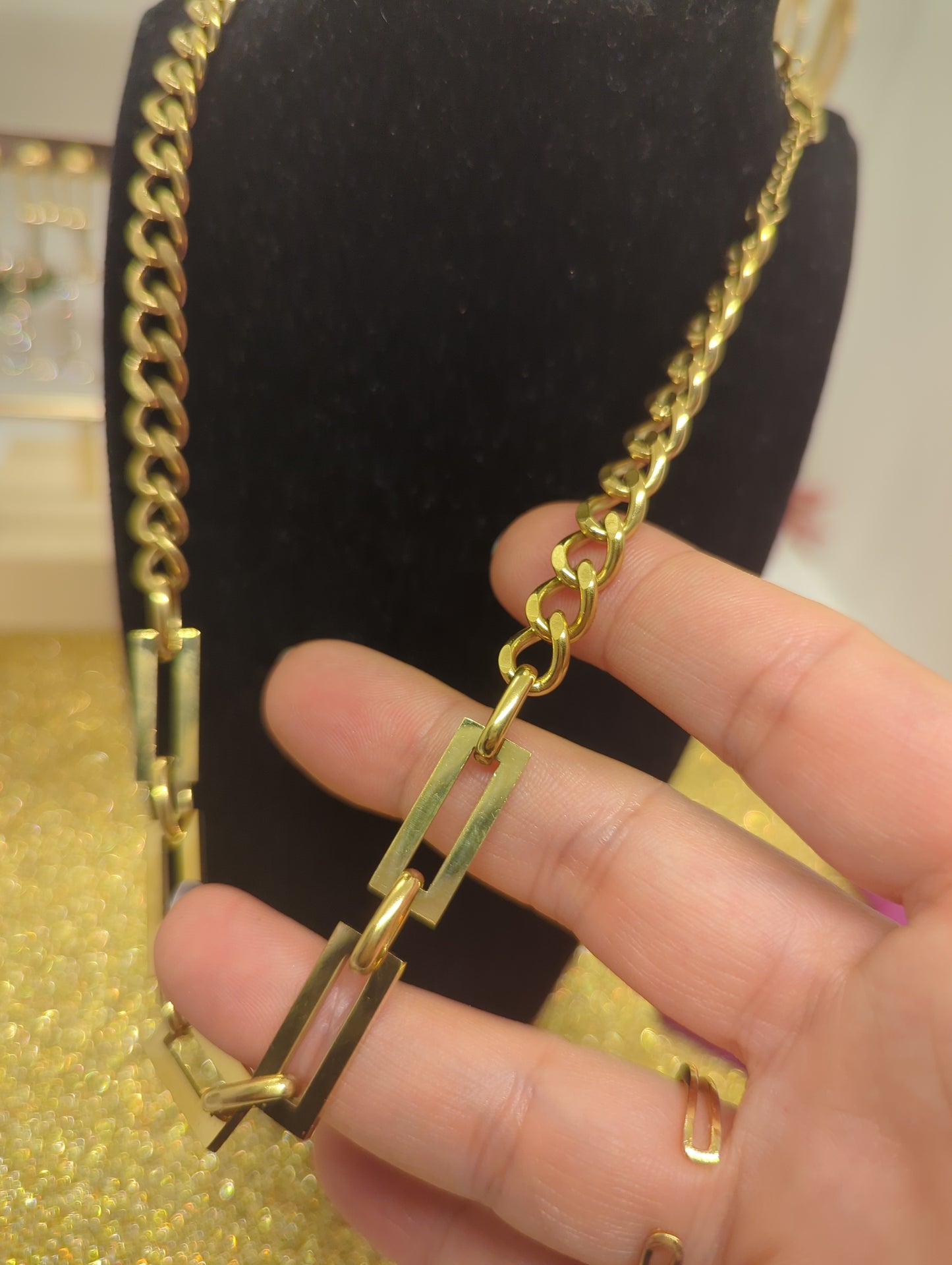 Chained Gold and Silver Jewelry Necklace Dicke klobige Kette ideal for gift für Geschenk