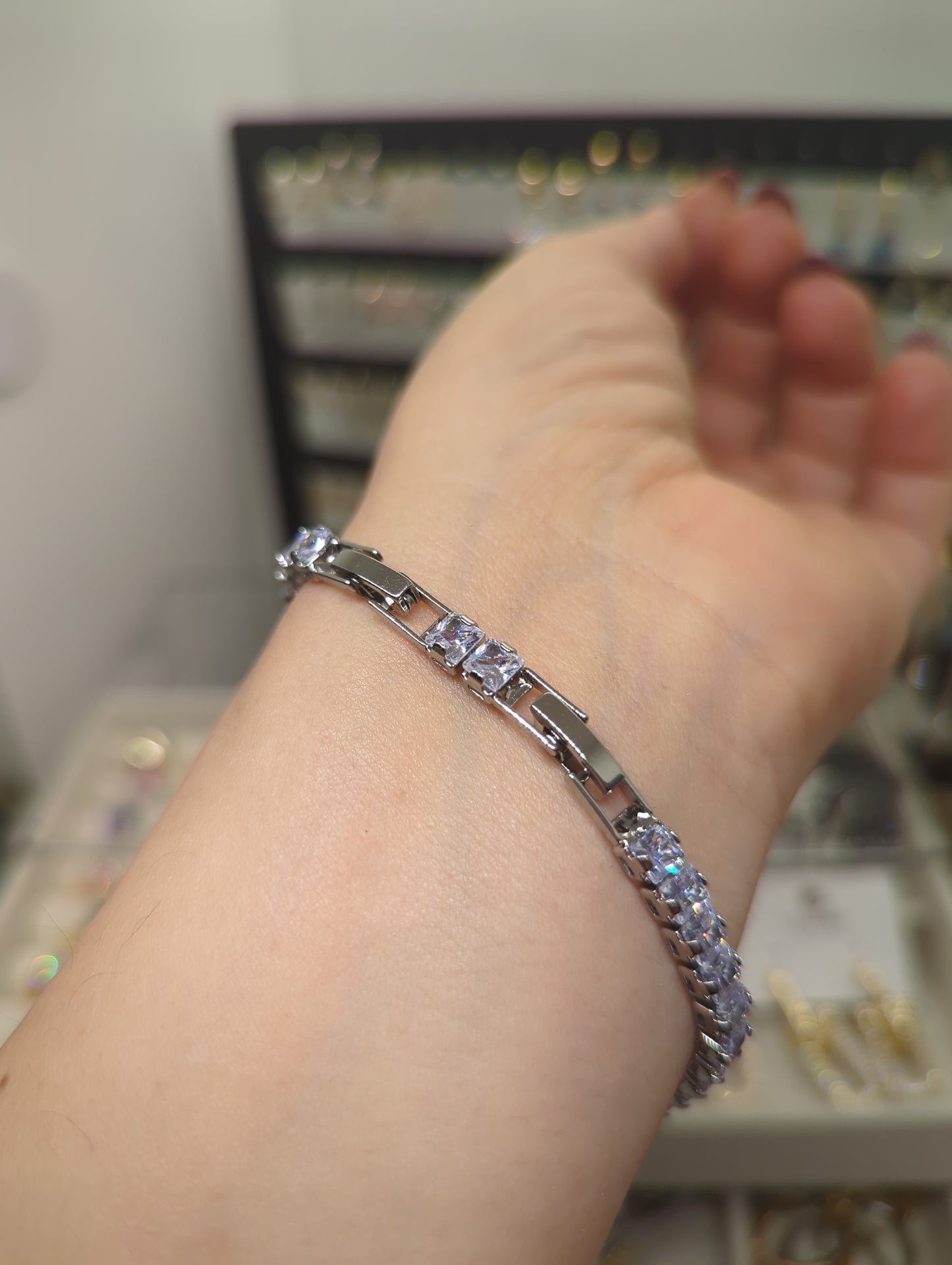 Baguette Tennis Choker Armreif Armband ideal für Geschenk gift for her