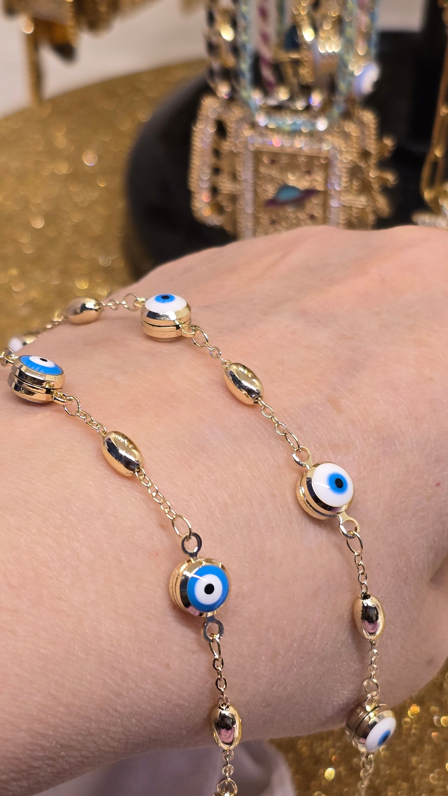 Evil Eye  18k Vergoldete Armband 20+5 cm Verstellbar